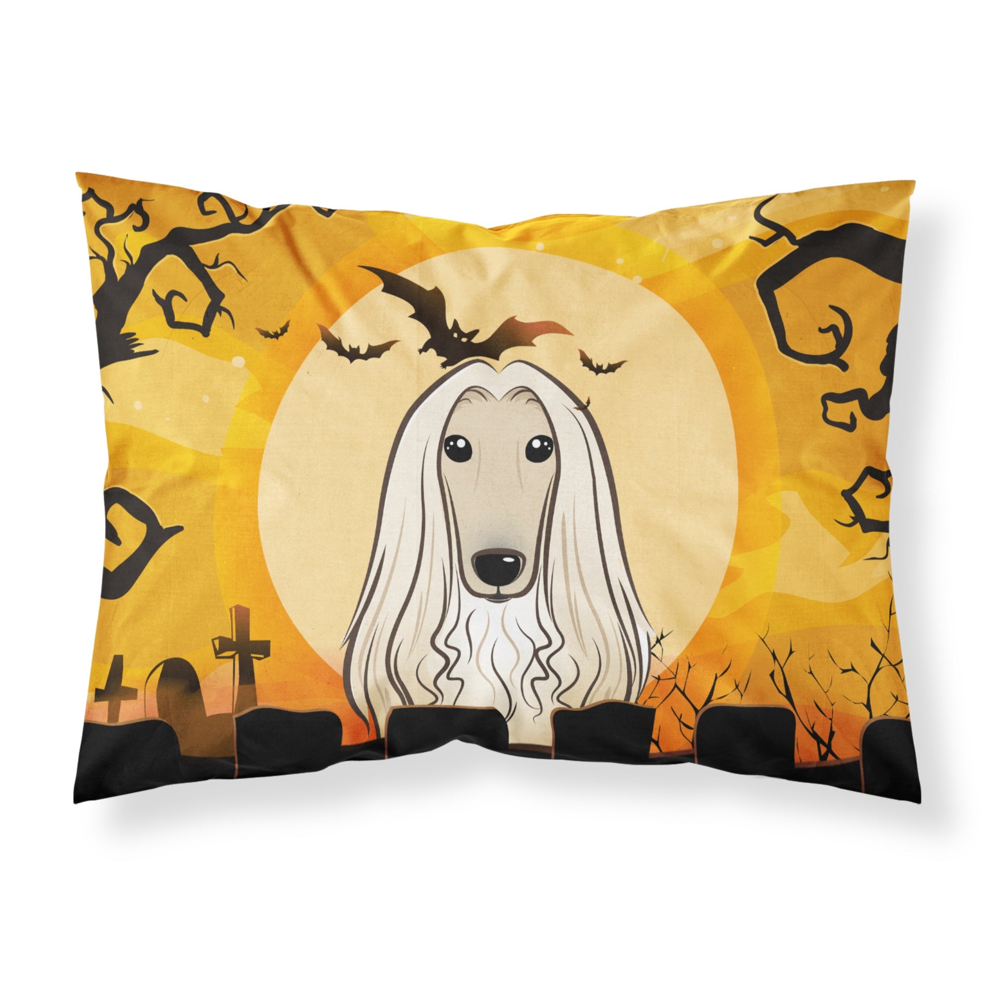 'Caroline'S Treasures Bb1802Pillowcase Halloween Afghan Hound Fabric Standard Pillowcase, Large, Multicolor'