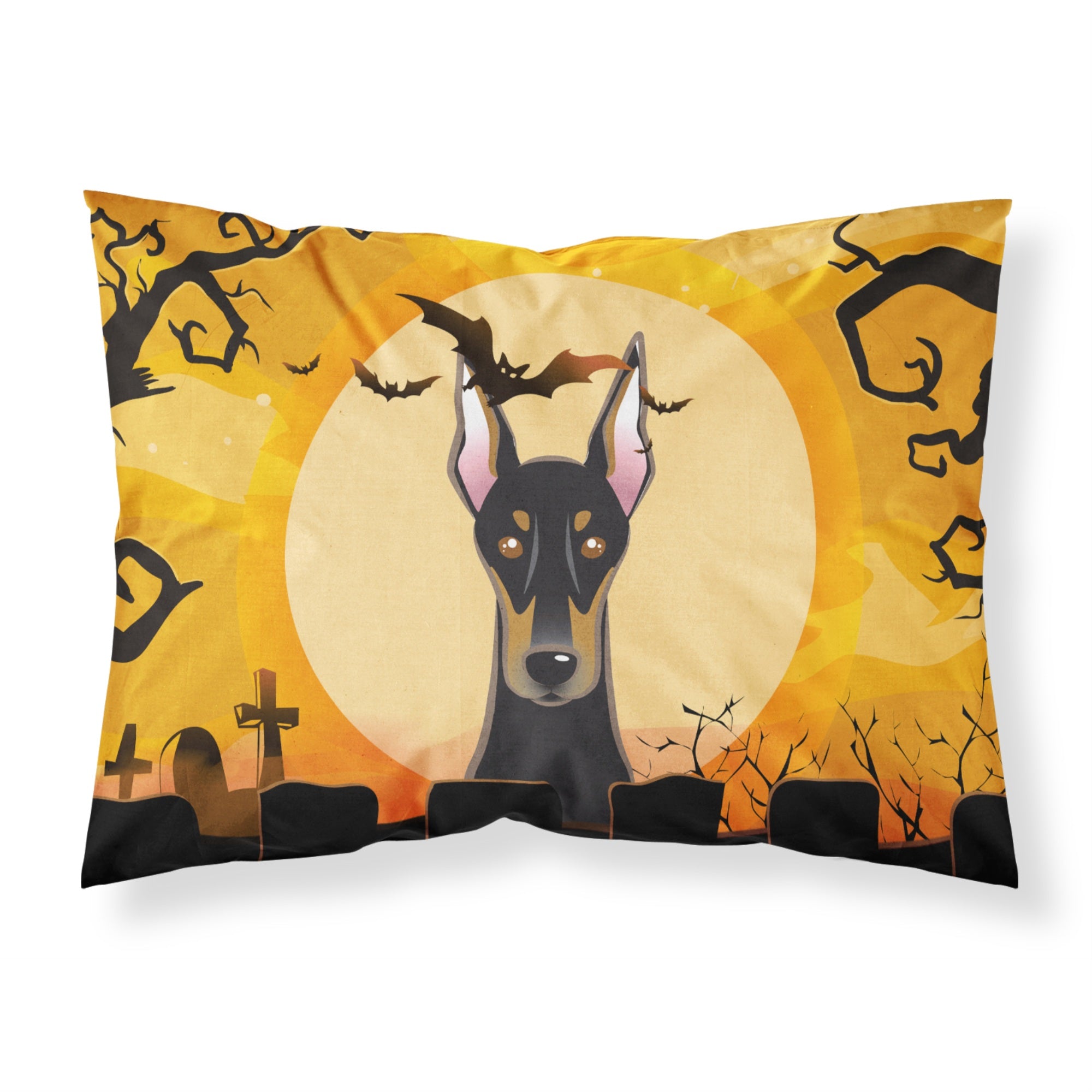 'Caroline'S Treasures Bb1803Pillowcase Halloween Doberman Fabric Standard Pillowcase, Large, Multicolor'