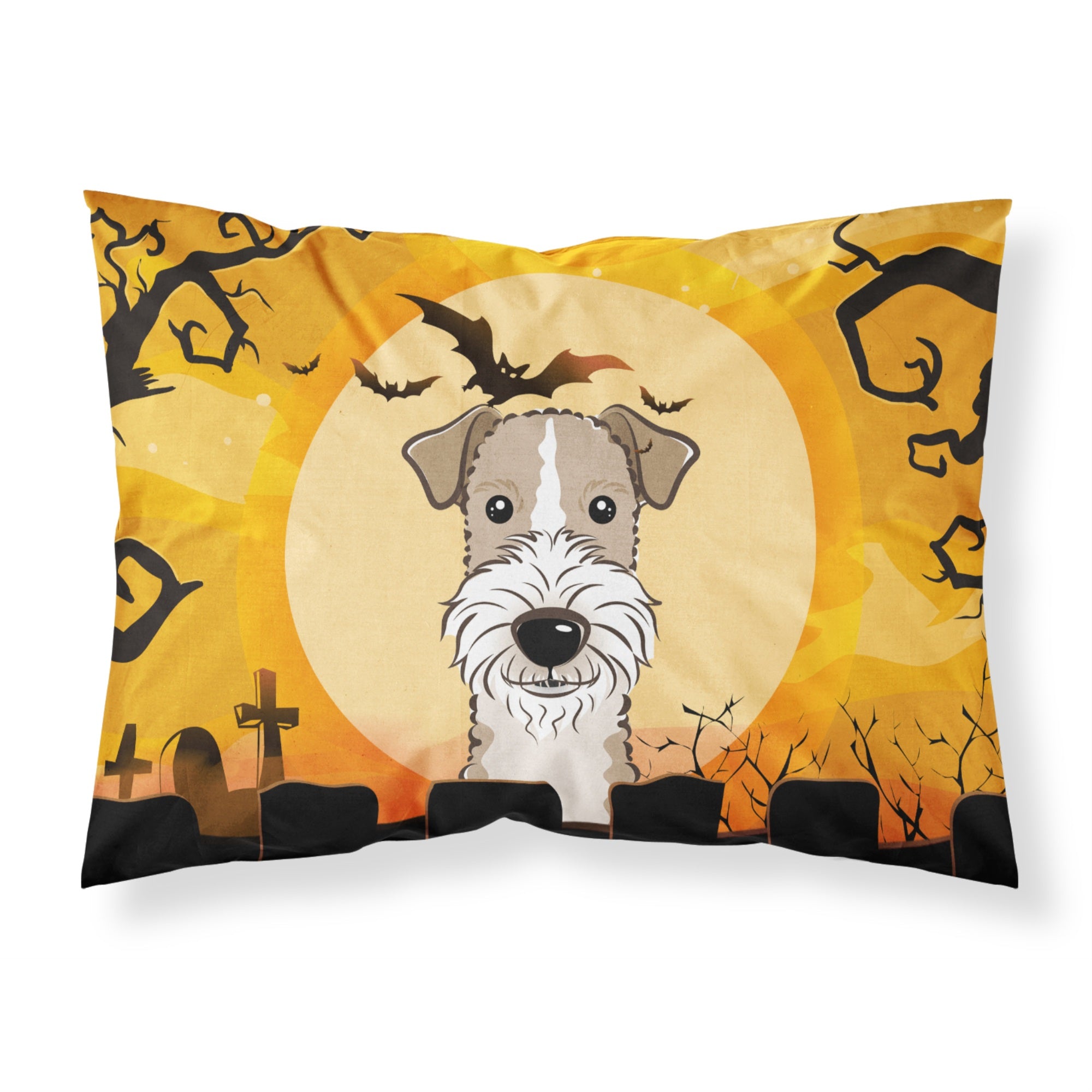 'Caroline'S Treasures Bb1805Pillowcase Halloween Wire Haired Fox Terrier Fabric Standard Pillowcase, Large, Multicolor'