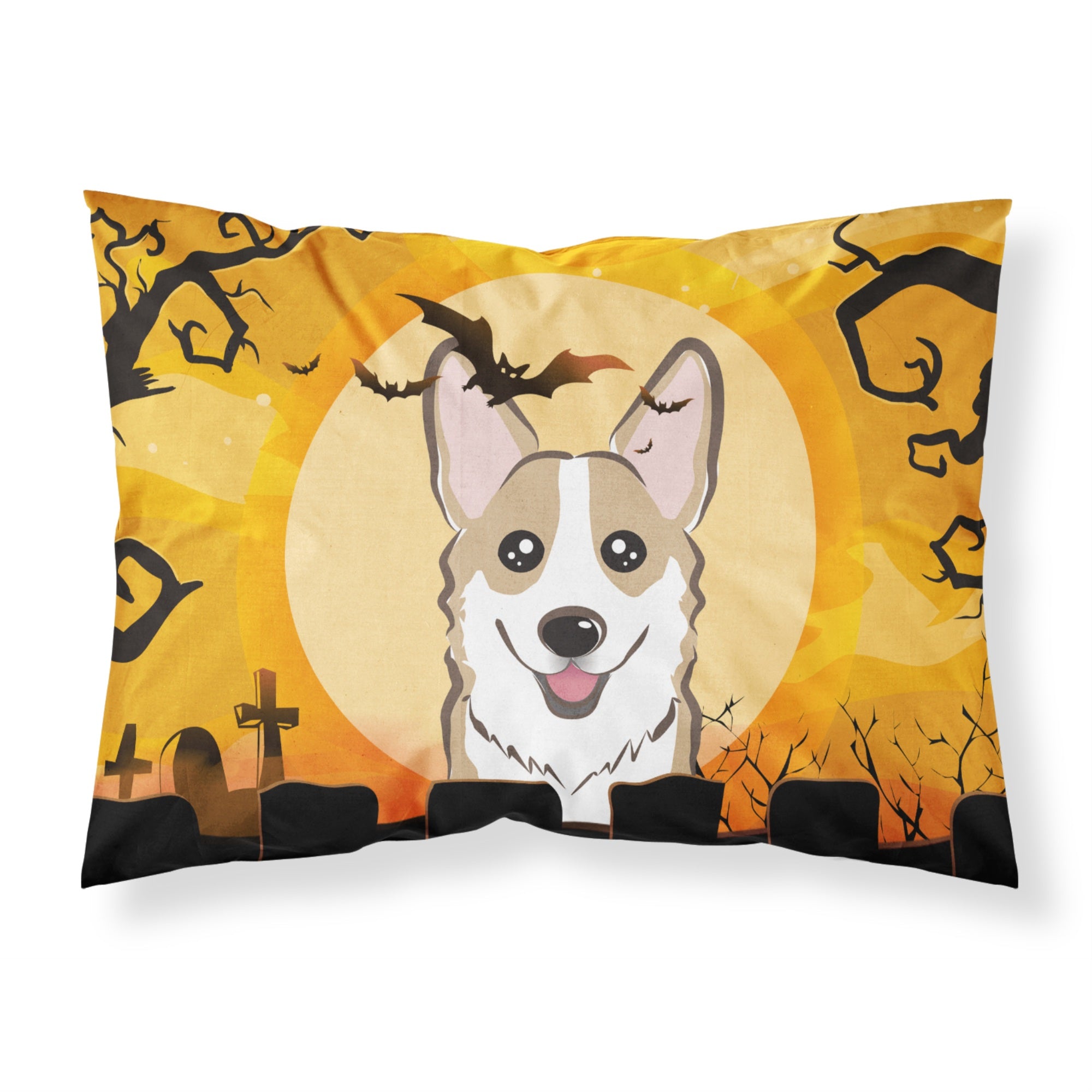 'Caroline'S Treasures Bb1811Pillowcase Halloween Sable Corgi Fabric Standard Pillowcase, Large, Multicolor'