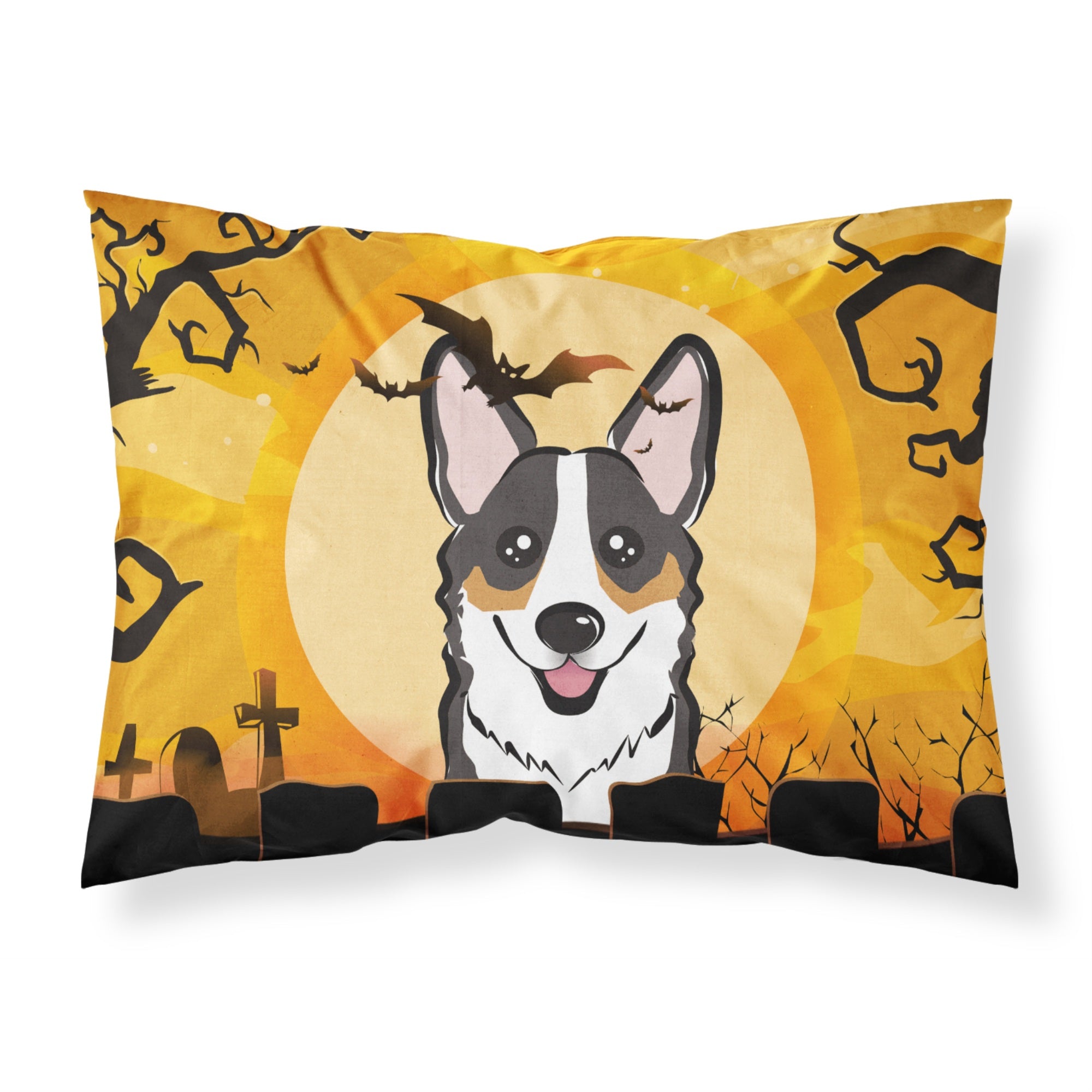 'Caroline'S Treasures Bb1813Pillowcase Halloween Tricolor Corgi Fabric Standard Pillowcase, Large, Multicolor'