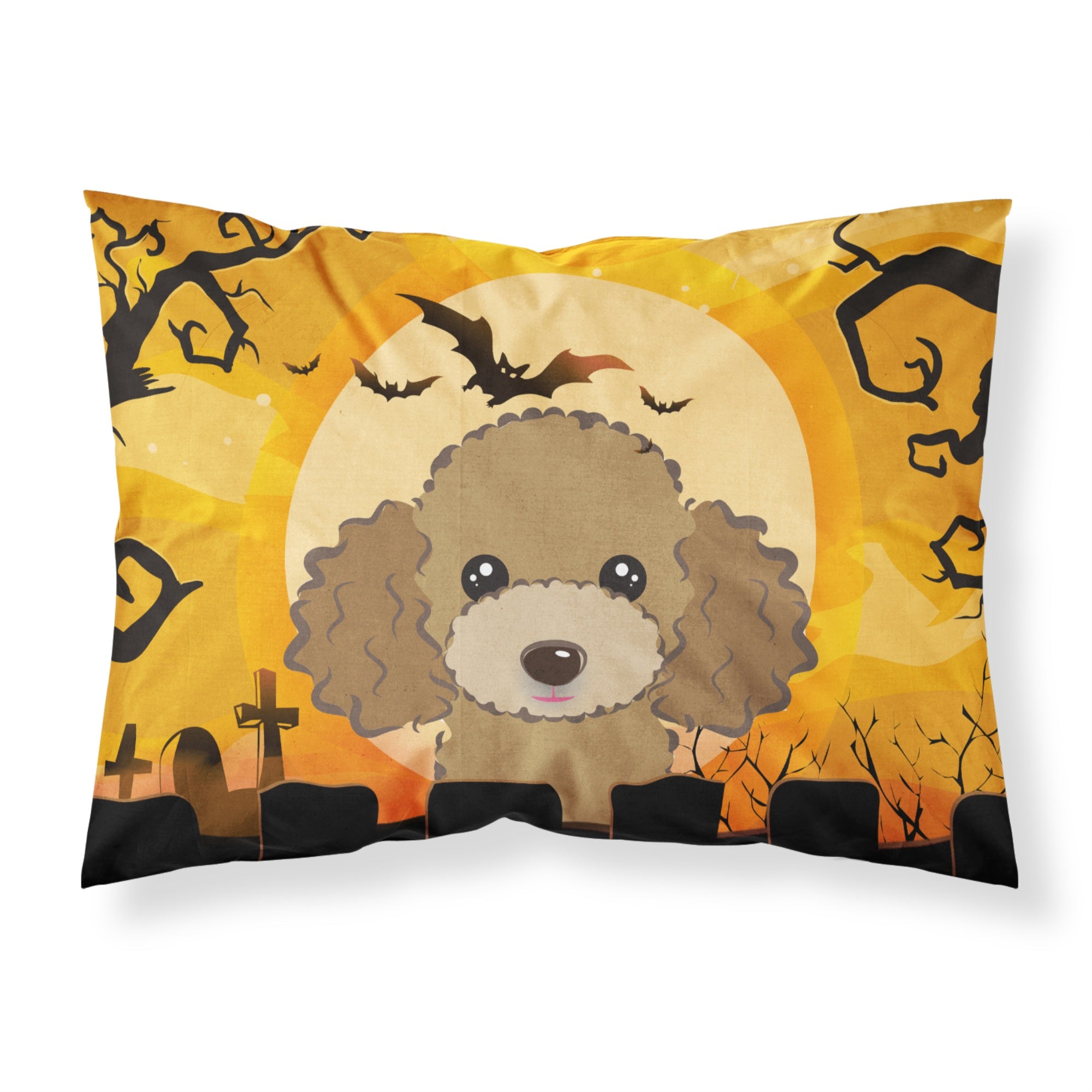 'Caroline'S Treasures Bb1814Pillowcase Halloween Chocolate Brown Poodle Fabric Standard Pillowcase, Large, Multicolor'