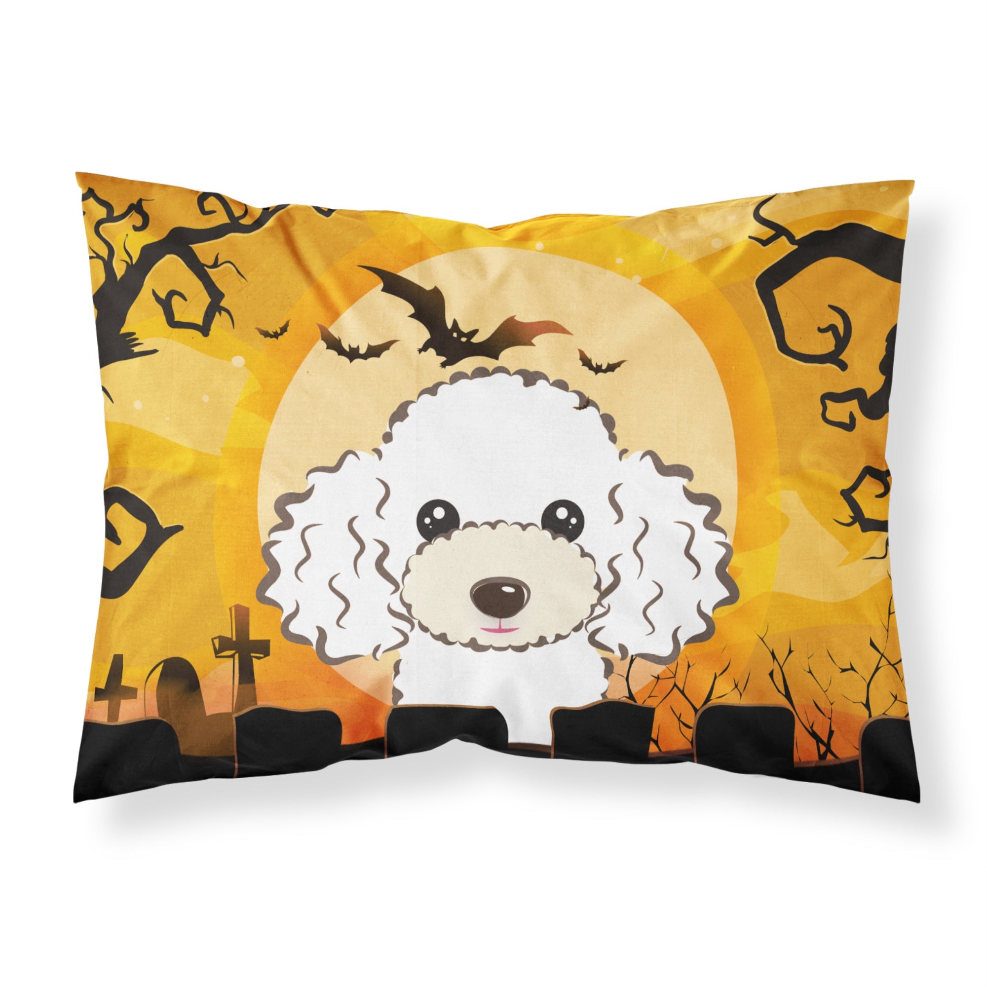 'Caroline'S Treasures Bb1815Pillowcase Halloween White Poodle Fabric Standard Pillowcase, Large, Multicolor'