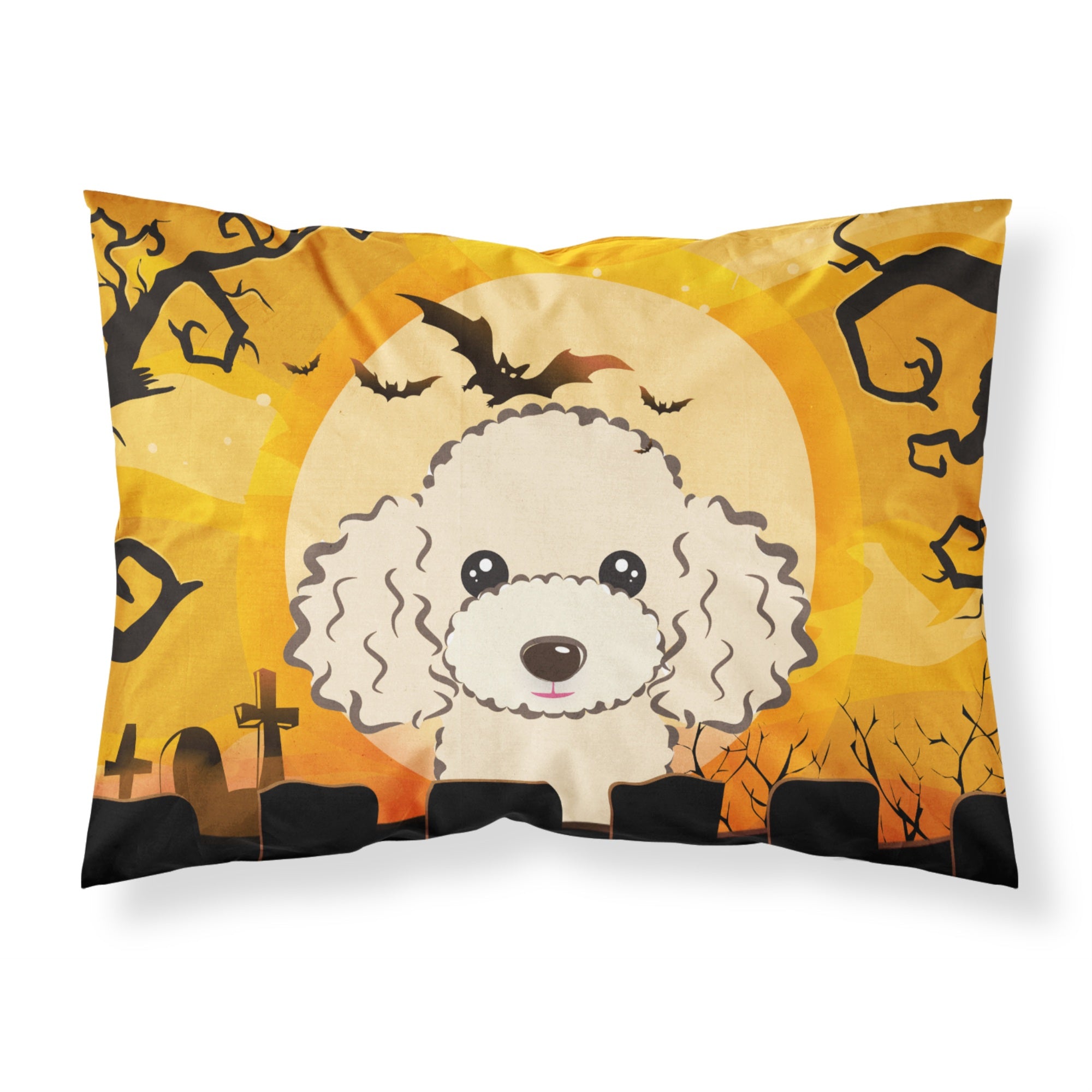 'Caroline'S Treasures Bb1816Pillowcase Halloween Buff Poodle Fabric Standard Pillowcase, Large, Multicolor'