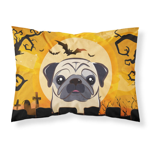 'Caroline'S Treasures Bb1820Pillowcase Halloween Fawn Pug Fabric Standard Pillowcase, Large, Multicolor'