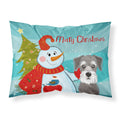 'Caroline'S Treasures Bb1826Pillowcase Snowman With Schnauzer Fabric Standard Pillowcase, Large, Multicolor'