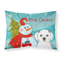 'Caroline'S Treasures Bb1828Pillowcase Snowman With Maltese Fabric Standard Pillowcase, Large, Multicolor'