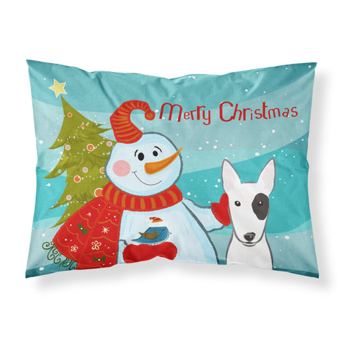 'Caroline'S Treasures Bb1829Pillowcase Snowman With Bull Terrier Fabric Standard Pillowcase, Large, Multicolor'