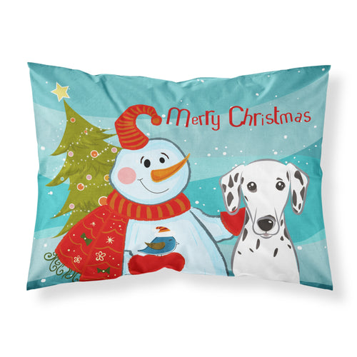 'Caroline'S Treasures Bb1830Pillowcase Snowman With Dalmatian Fabric Standard Pillowcase, Large, Multicolor'