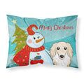 'Caroline'S Treasures Bb1832Pillowcase Snowman With Longhair Creme Dachshund Fabric Standard Pillowcase, Large, Multicolor'