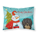 'Caroline'S Treasures Bb1833Pillowcase Snowman With Longhair Black And Tan Dachshund Fabric Standard Pillowcase, Large, Multico