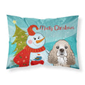 'Caroline'S Treasures Bb1836Pillowcase Snowman With Cocker Spaniel Fabric Standard Pillowcase, Large, Multicolor'