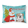 'Caroline'S Treasures Bb1839Pillowcase Snowman With English Bulldog Fabric Standard Pillowcase, Large, Multicolor'