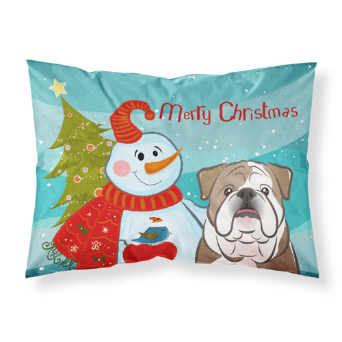 'Caroline'S Treasures Bb1839Pillowcase Snowman With English Bulldog Fabric Standard Pillowcase, Large, Multicolor'