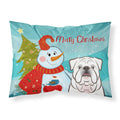 'Caroline'S Treasures Bb1840Pillowcase Snowman With White English Bulldog Fabric Standard Pillowcase, Large, Multicolor'