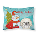 'Caroline'S Treasures Bb1841Pillowcase Snowman With Pekingese Fabric Standard Pillowcase, Large, Multicolor'