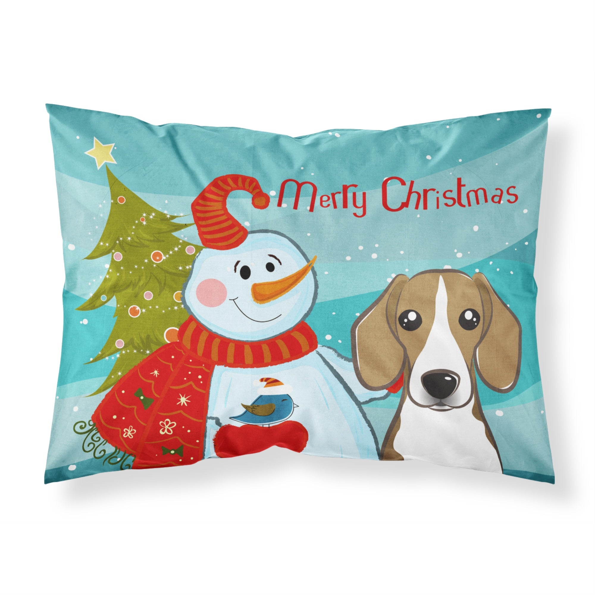 'Caroline'S Treasures Bb1859Pillowcase Snowman With Beagle Fabric Standard Pillowcase, Large, Multicolor'
