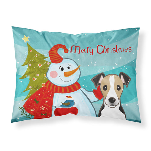 'Caroline'S Treasures Bb1881Pillowcase Snowman With Jack Russell Terrier Fabric Standard Pillowcase, Large, Multicolor'