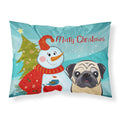 'Caroline'S Treasures Bb1882Pillowcase Snowman With Fawn Pug Fabric Standard Pillowcase, Large, Multicolor'