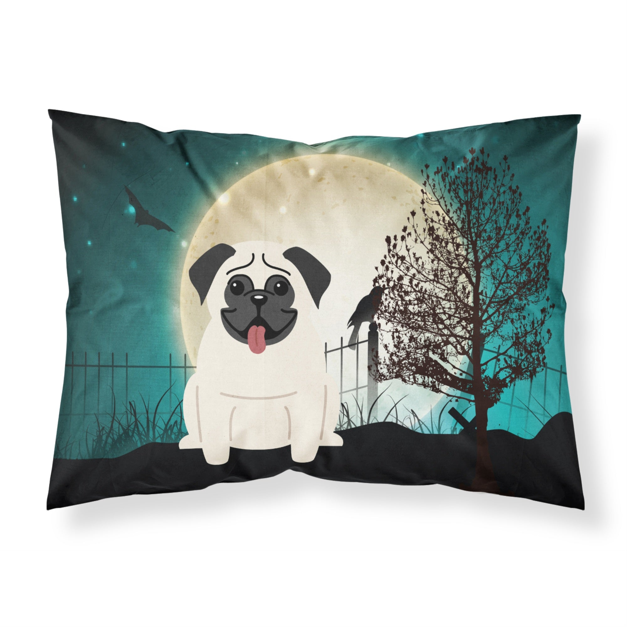 Caroline'S Treasures Halloween Scary Pug Cream Fabric Standard Pillowcase Bb2194Pillowcase