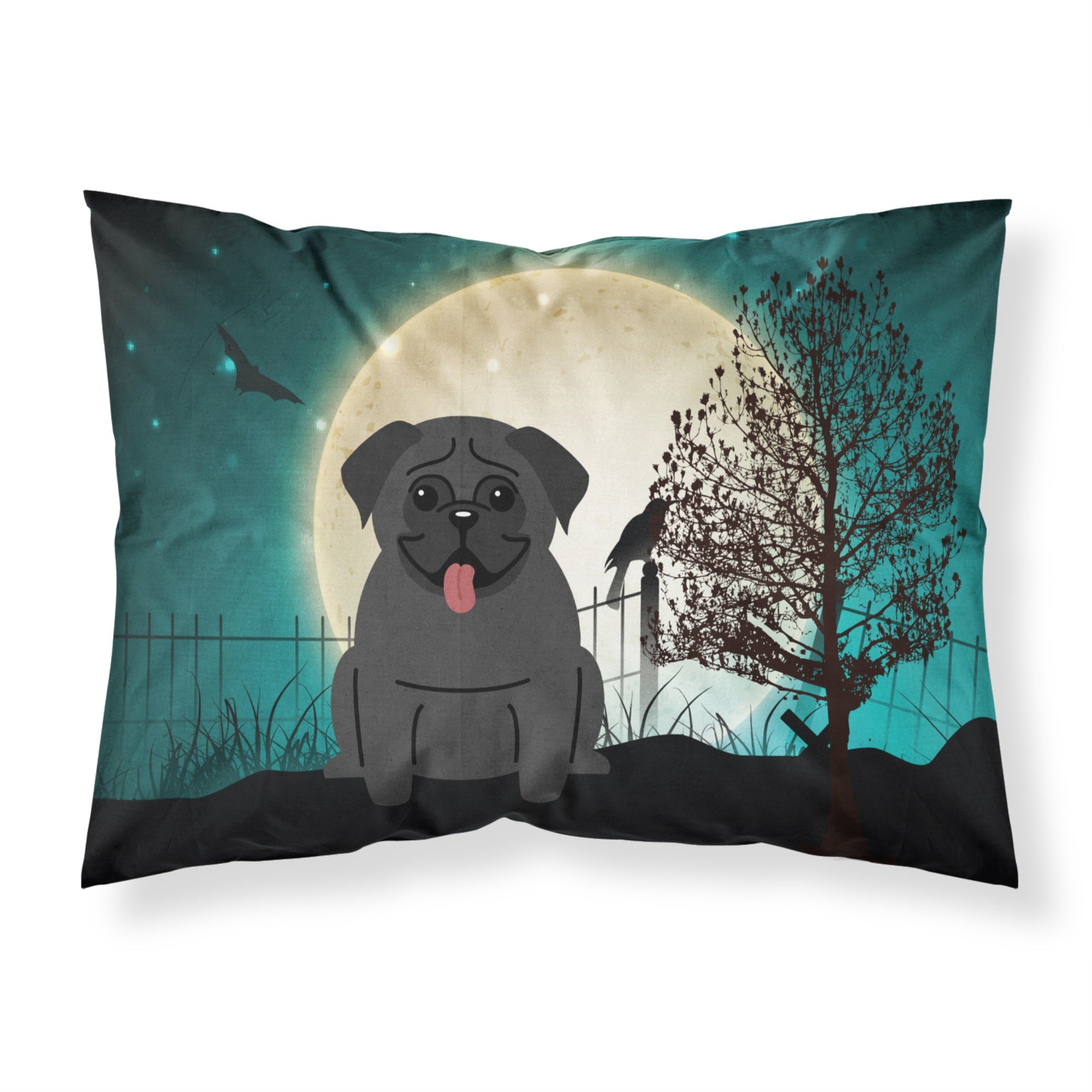 Caroline'S Treasures Halloween Scary Pug Black Fabric Standard Pillowcase Bb2196Pillowcase