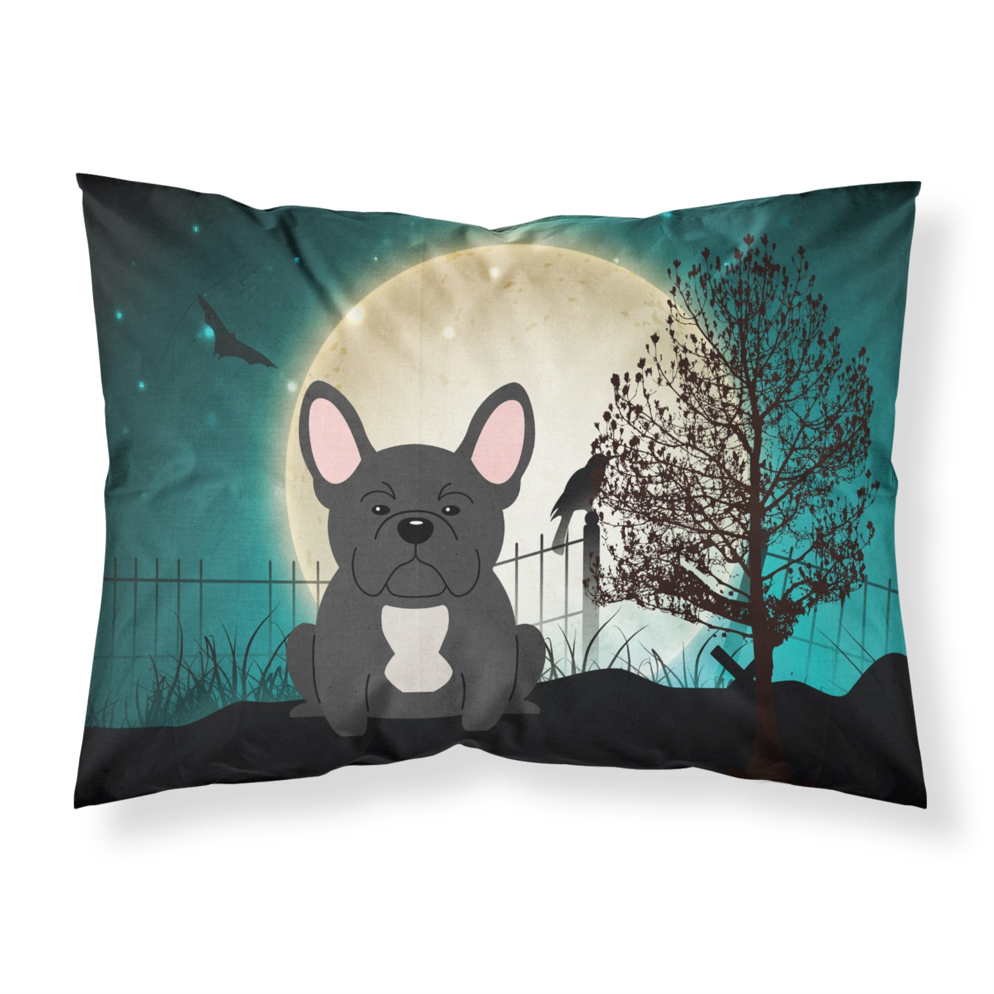 'Caroline'S Treasures Halloween Scary French Bulldog Black Fabric Standard Pillowcase Bb2204Pillowcase, Multicolor'