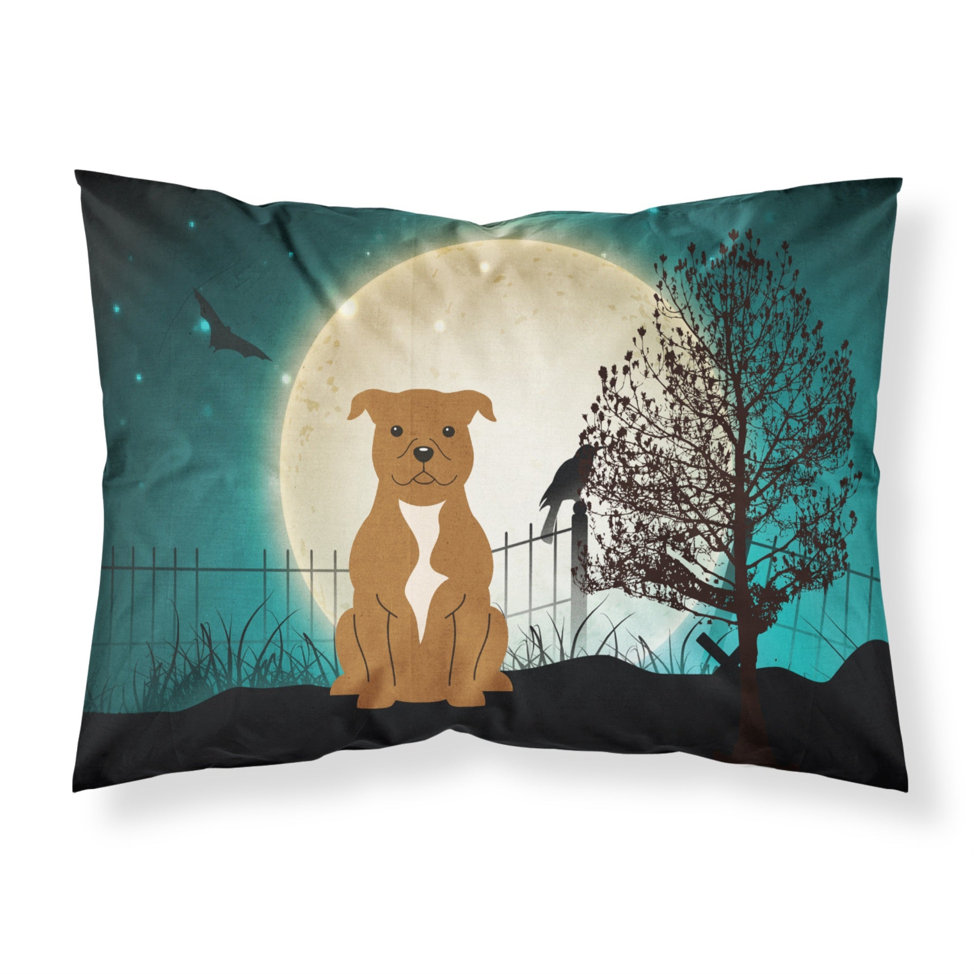 'Caroline'S Treasures Halloween Scary Staffordshire Bull Terrier Brown Fabric Standard Pillowcase Bb2237Pillowcase, Multicolor'