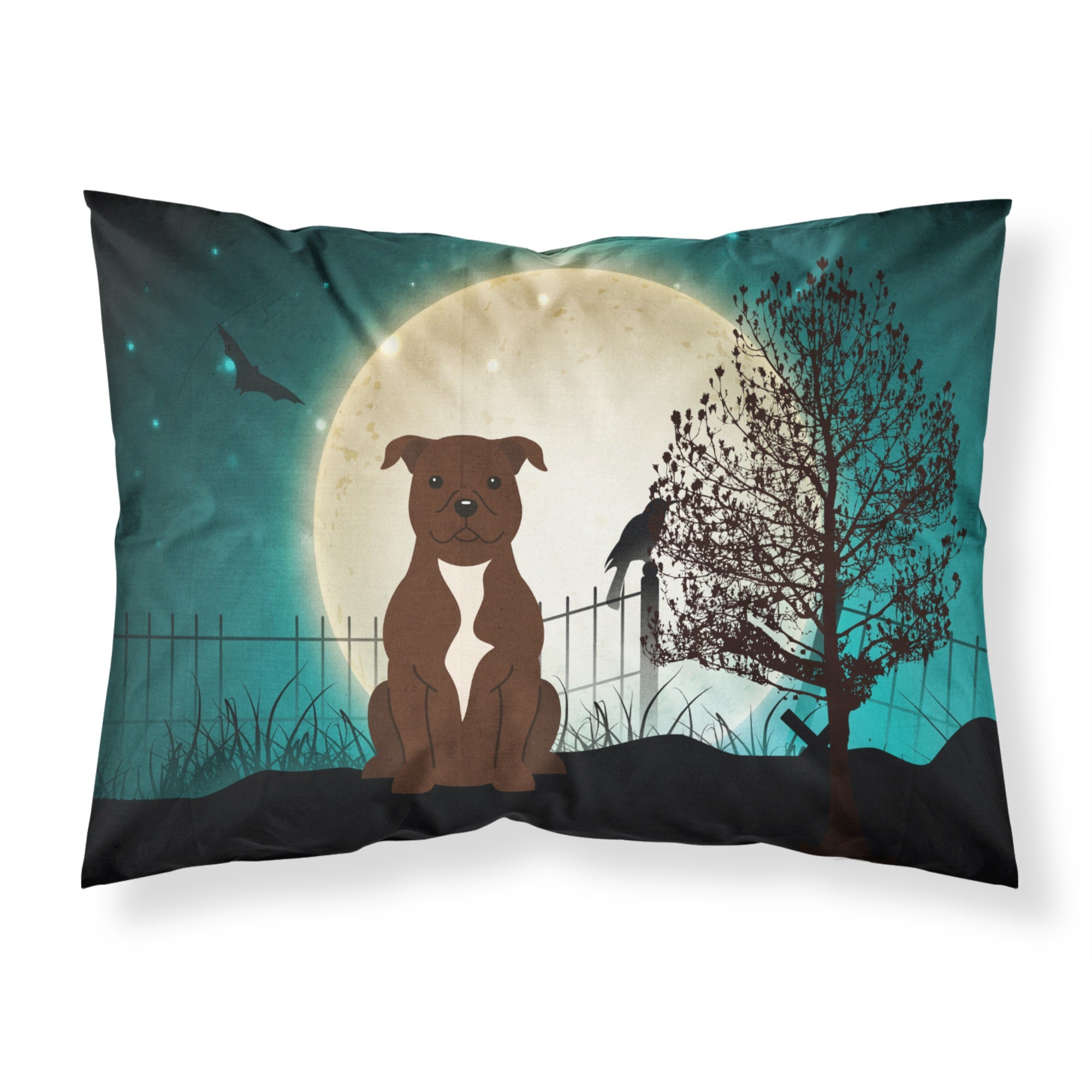 'Caroline'S Treasures Halloween Scary Staffordshire Bull Terrier Chocolate Fabric Standard Pillowcase Bb2238Pillowcase, Multico