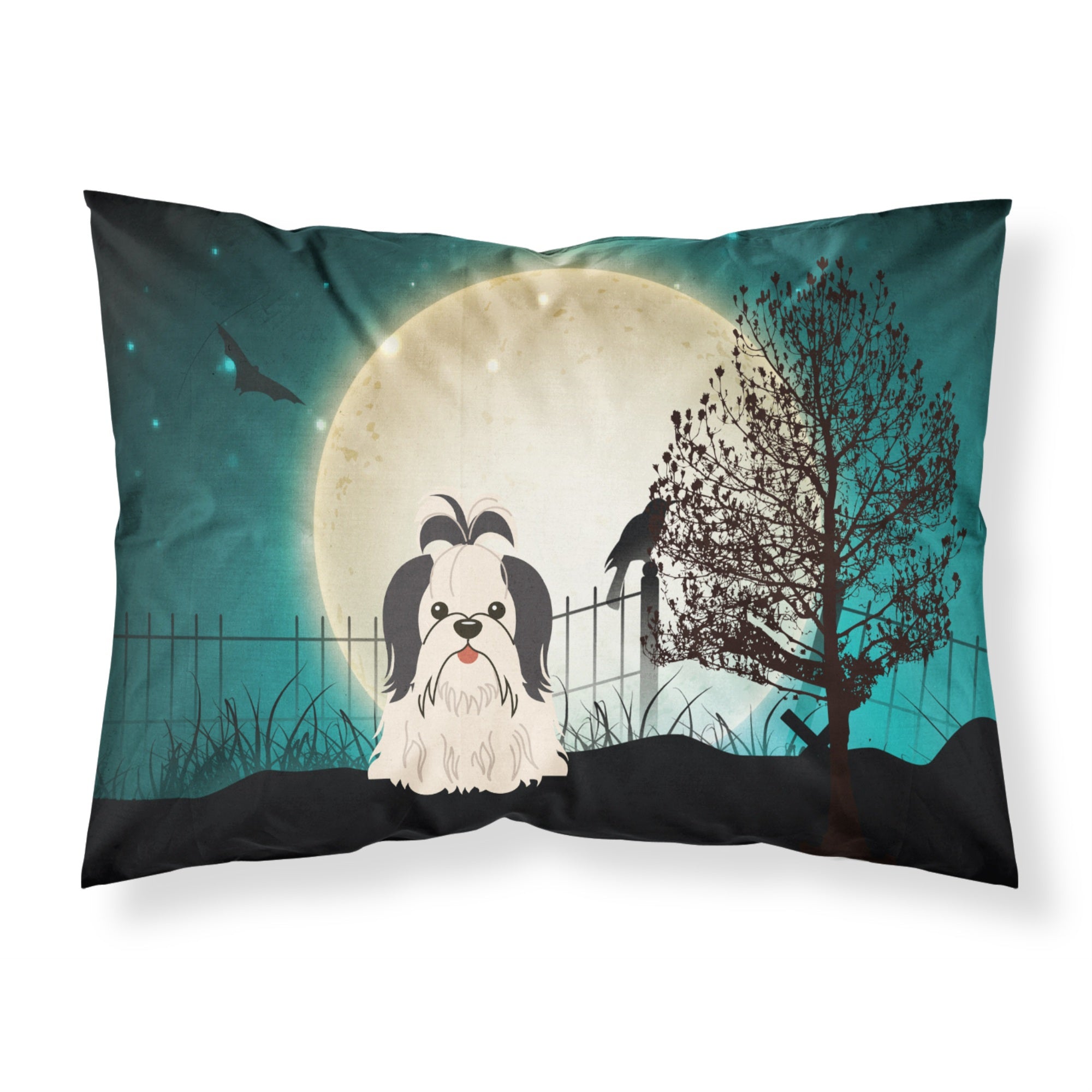 Caroline'S Treasures Halloween Scary Shih Tzu Black White Fabric Standard Pillowcase Bb2278Pillowcase