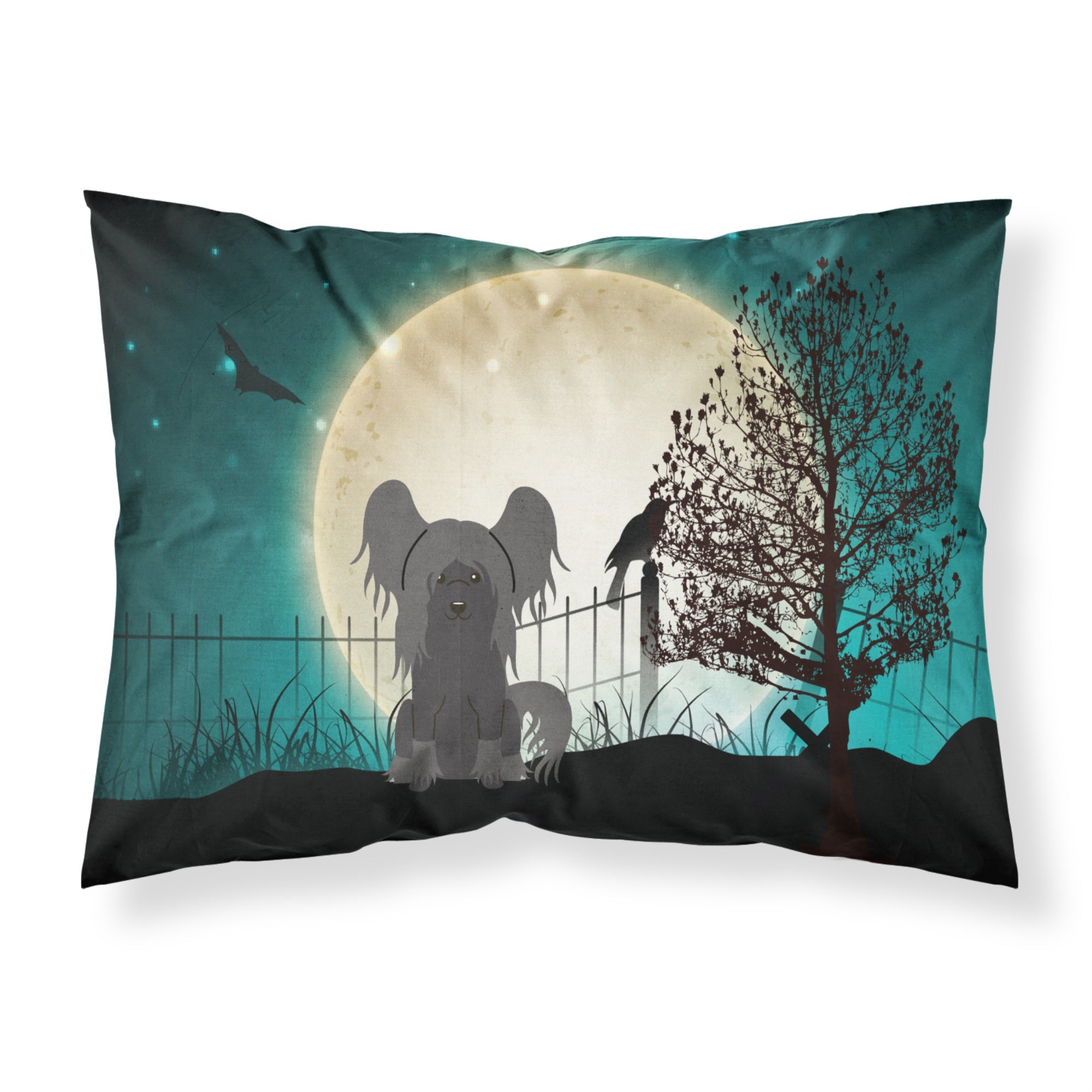 Caroline'S Treasures Halloween Scary Chinese Crested Black Fabric Standard Pillowcase Bb2302Pillowcase