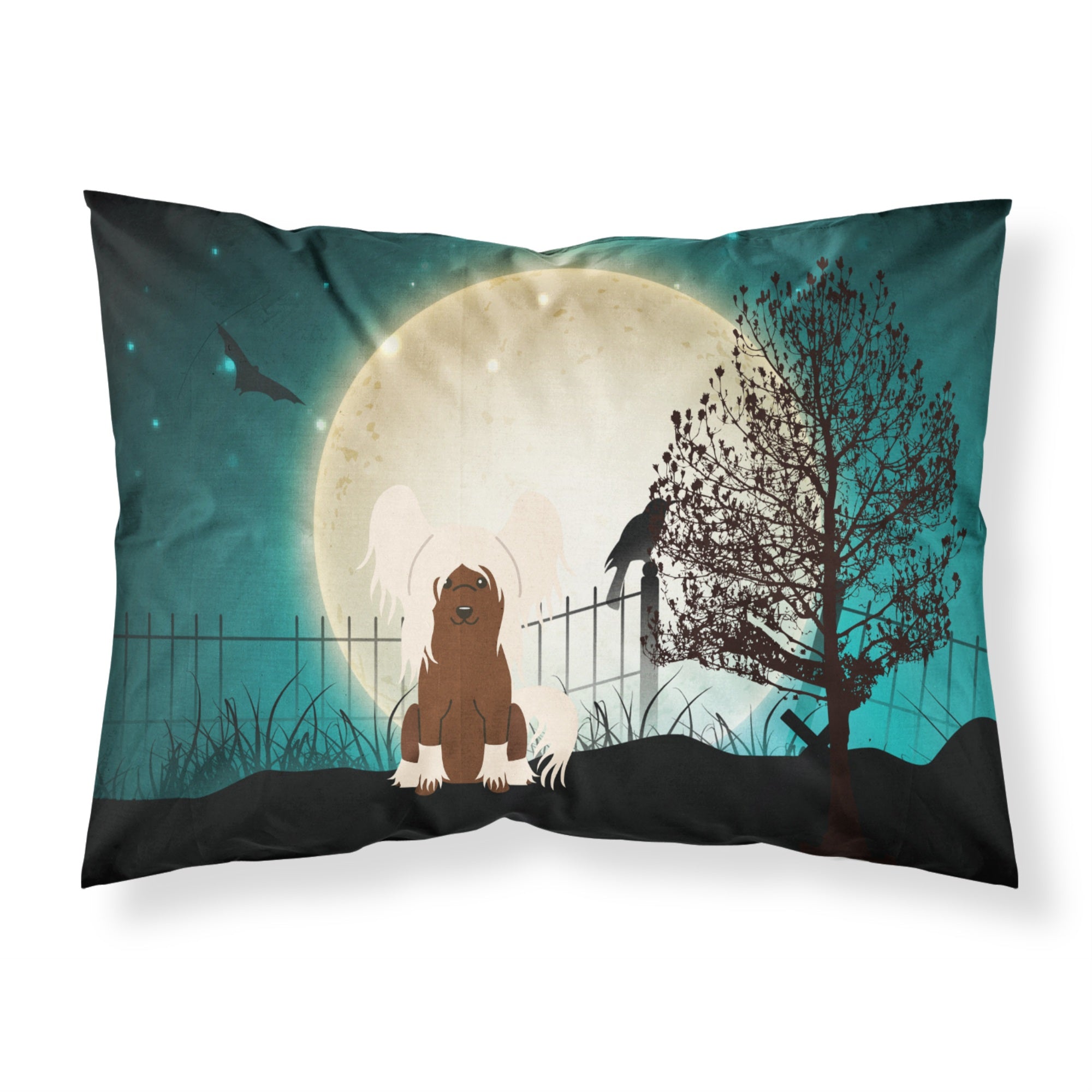 Caroline'S Treasures Halloween Scary Chinese Crested Cream Fabric Standard Pillowcase Bb2303Pillowcase