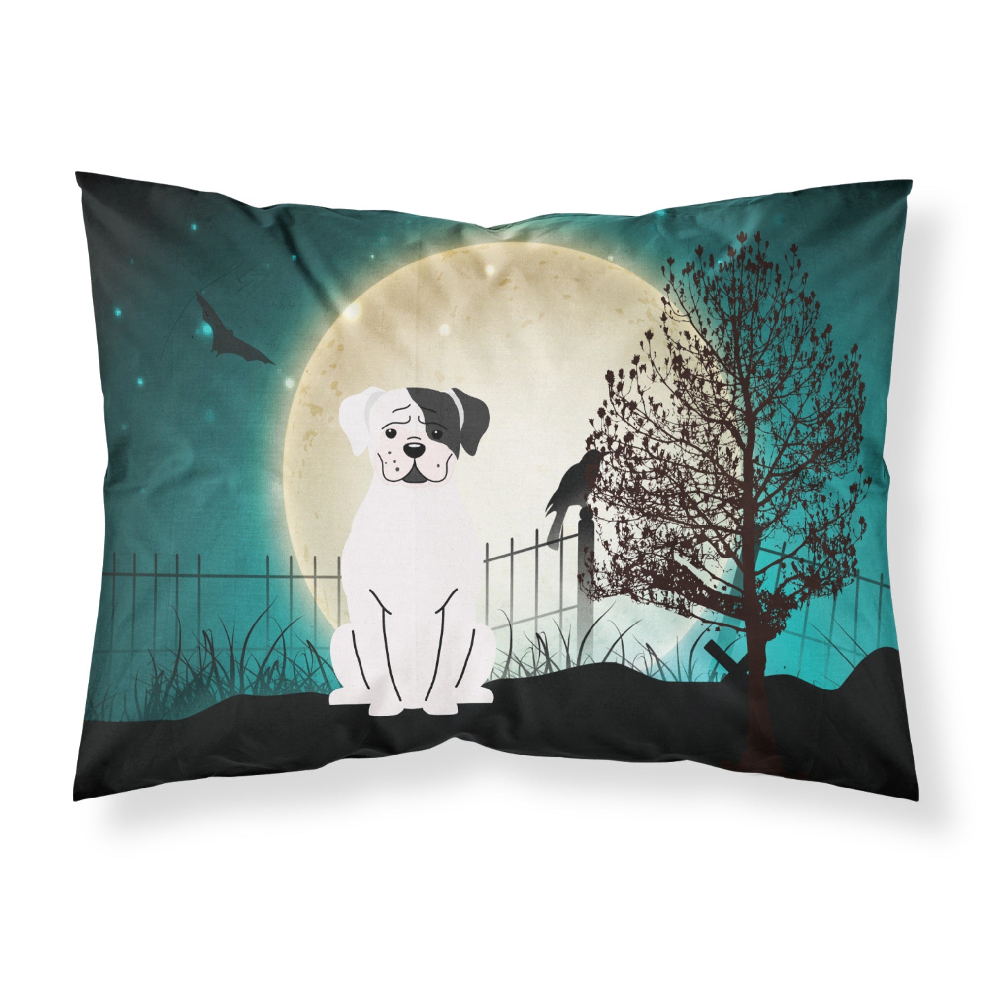 'Caroline'S Treasures Halloween Scary White Boxer Cooper Fabric Standard Pillowcase Bb2304Pillowcase, Multicolor'