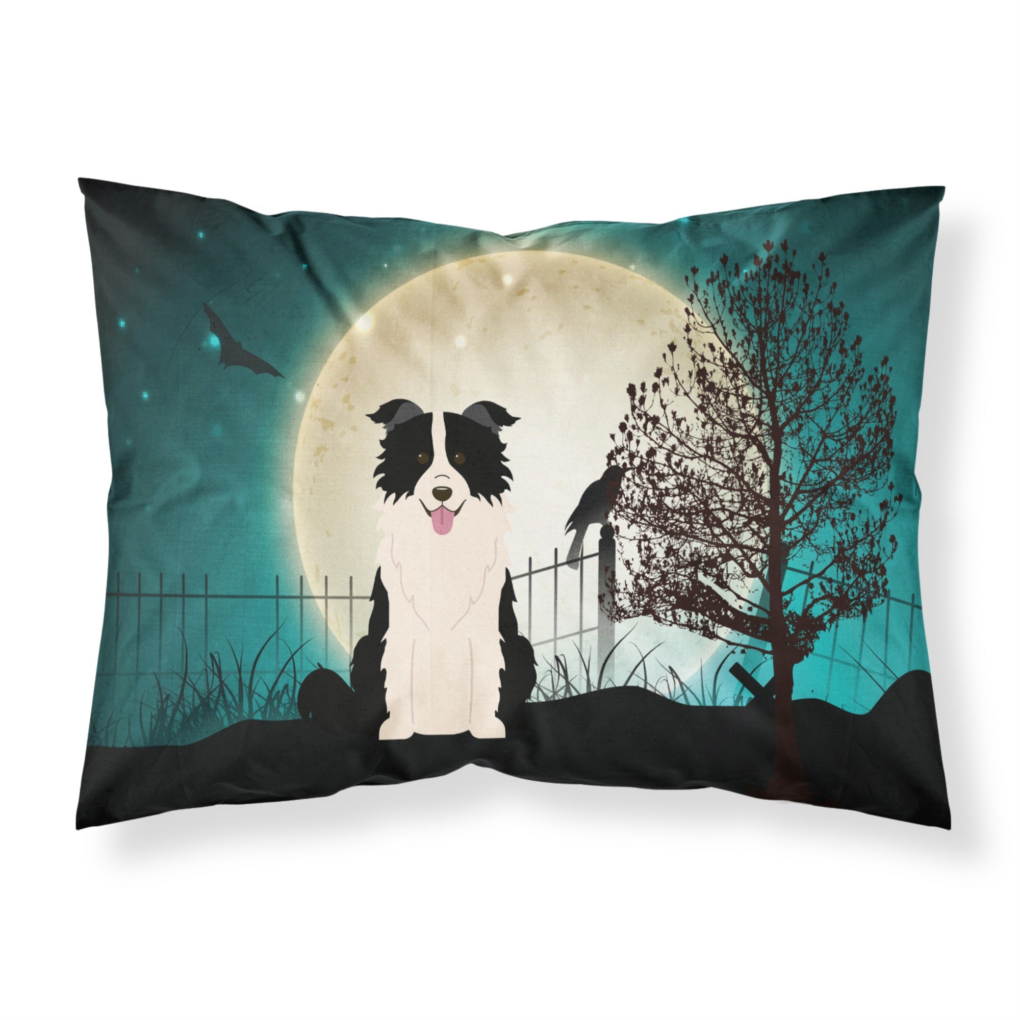 'Caroline'S Treasures Halloween Scary Border Collie Black White Fabric Standard Pillowcase Bb2308Pillowcase, Multicolor'