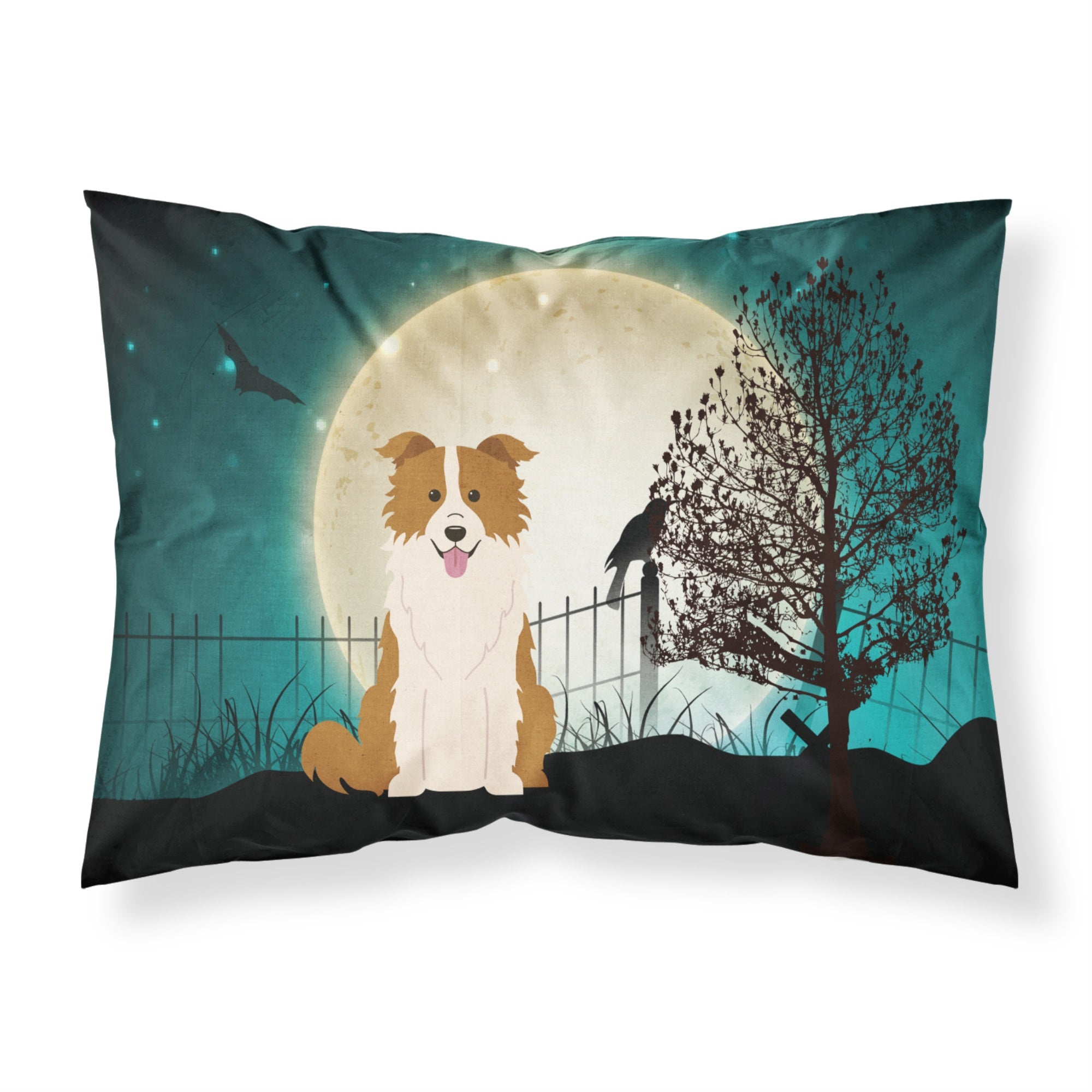 'Caroline'S Treasures Halloween Scary Border Collie Red White Fabric Standard Pillowcase Bb2309Pillowcase, Multicolor'