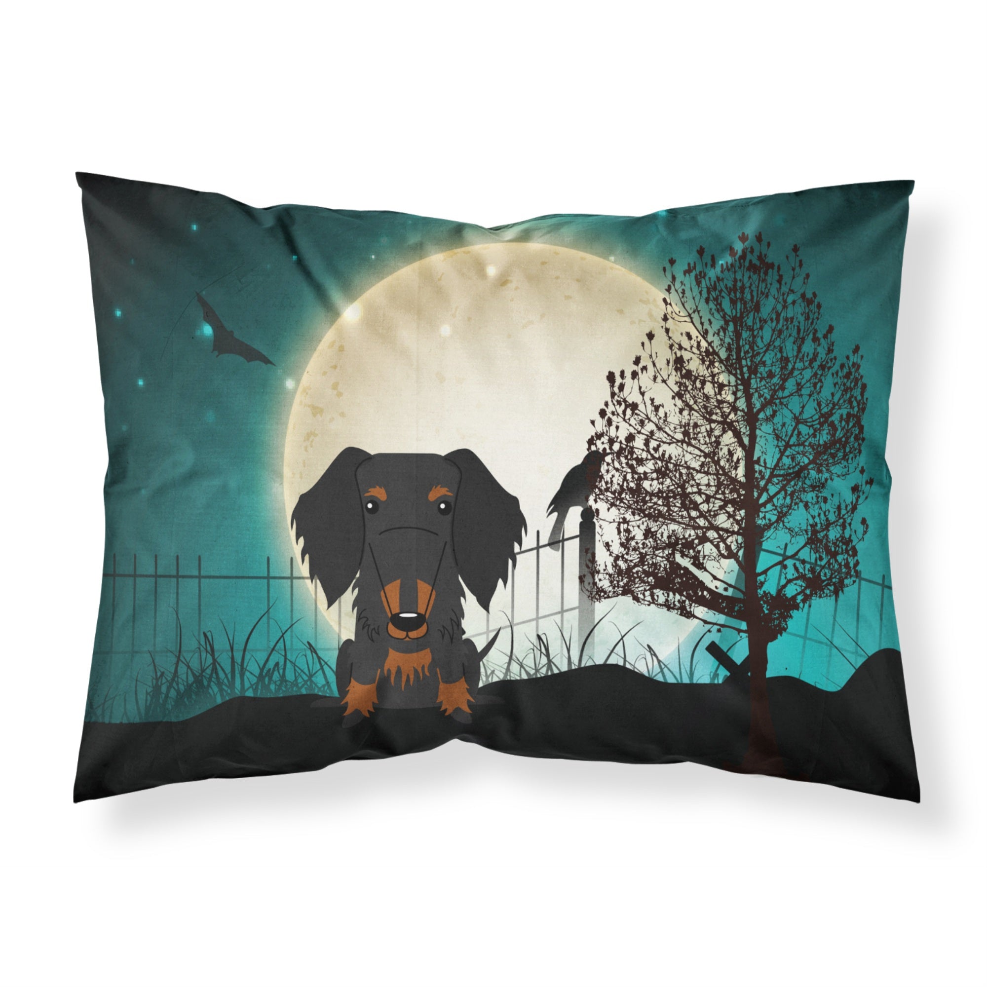 Caroline'S Treasures Halloween Scary Wire Haired Dachshund Black Tan Fabric Standard Pillowcase Bb2317Pillowcase