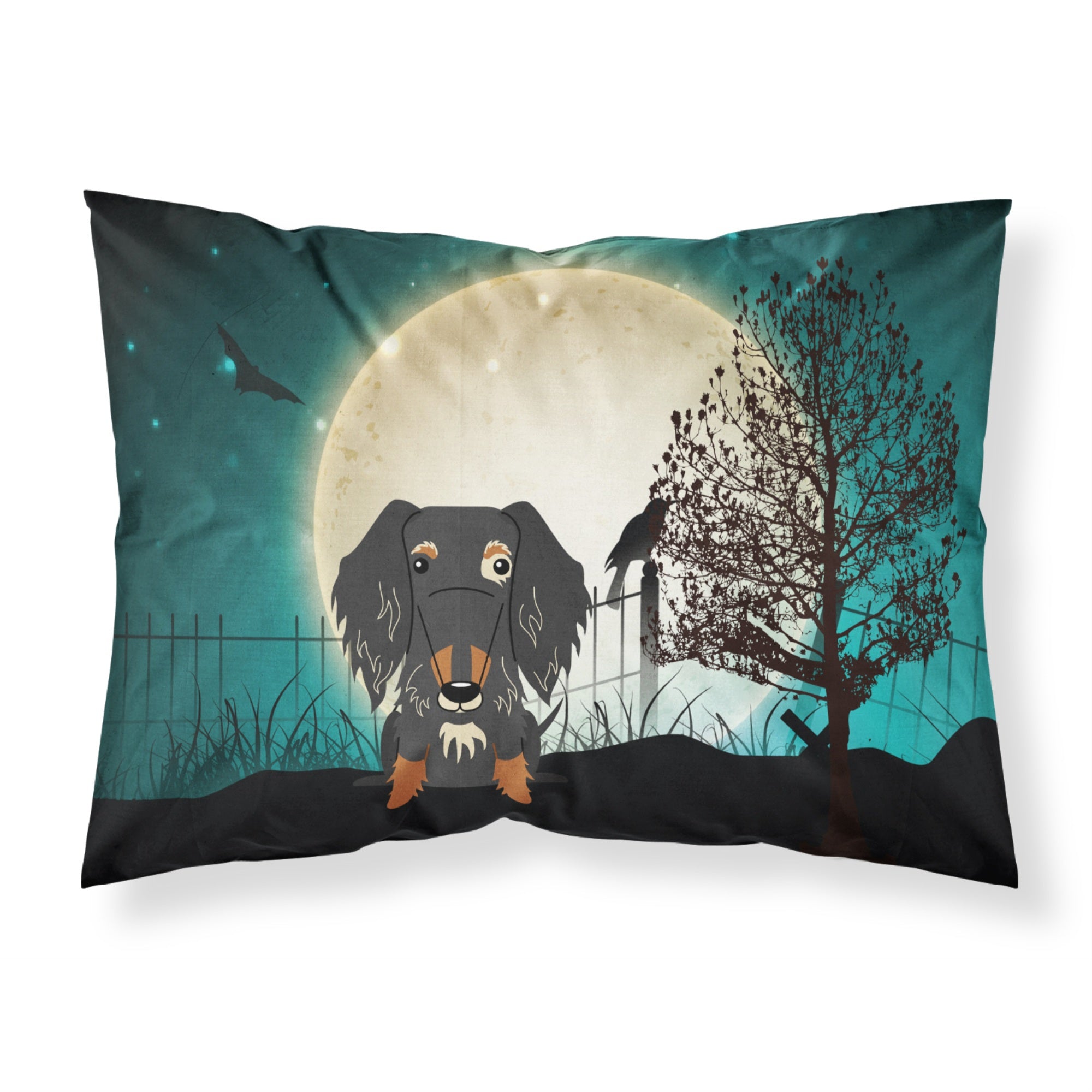'Caroline'S Treasures Halloween Scary Wire Haired Dachshund Dapple Fabric Standard Pillowcase Bb2318Pillowcase, Multicolor'