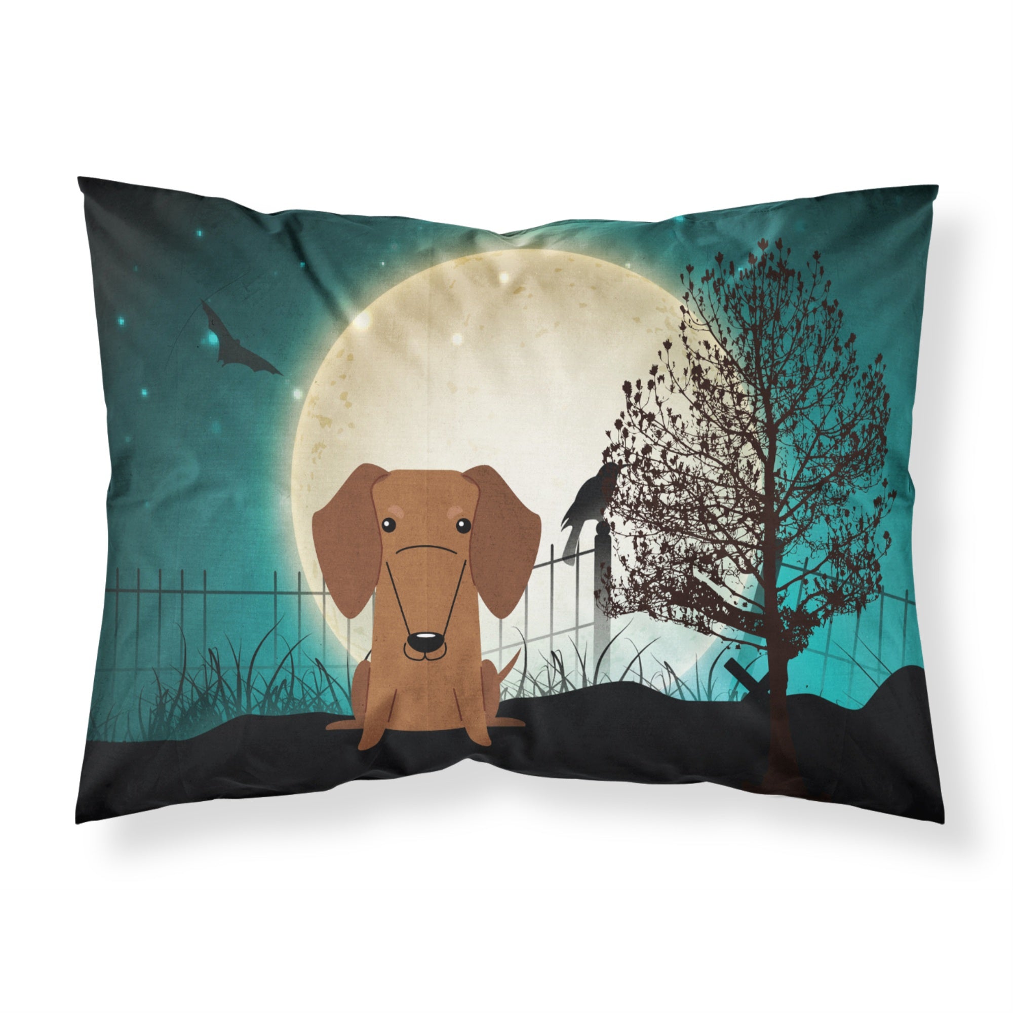 'Caroline'S Treasures Halloween Scary Dachshund Red Brown Fabric Standard Pillowcase Bb2320Pillowcase, Multicolor'
