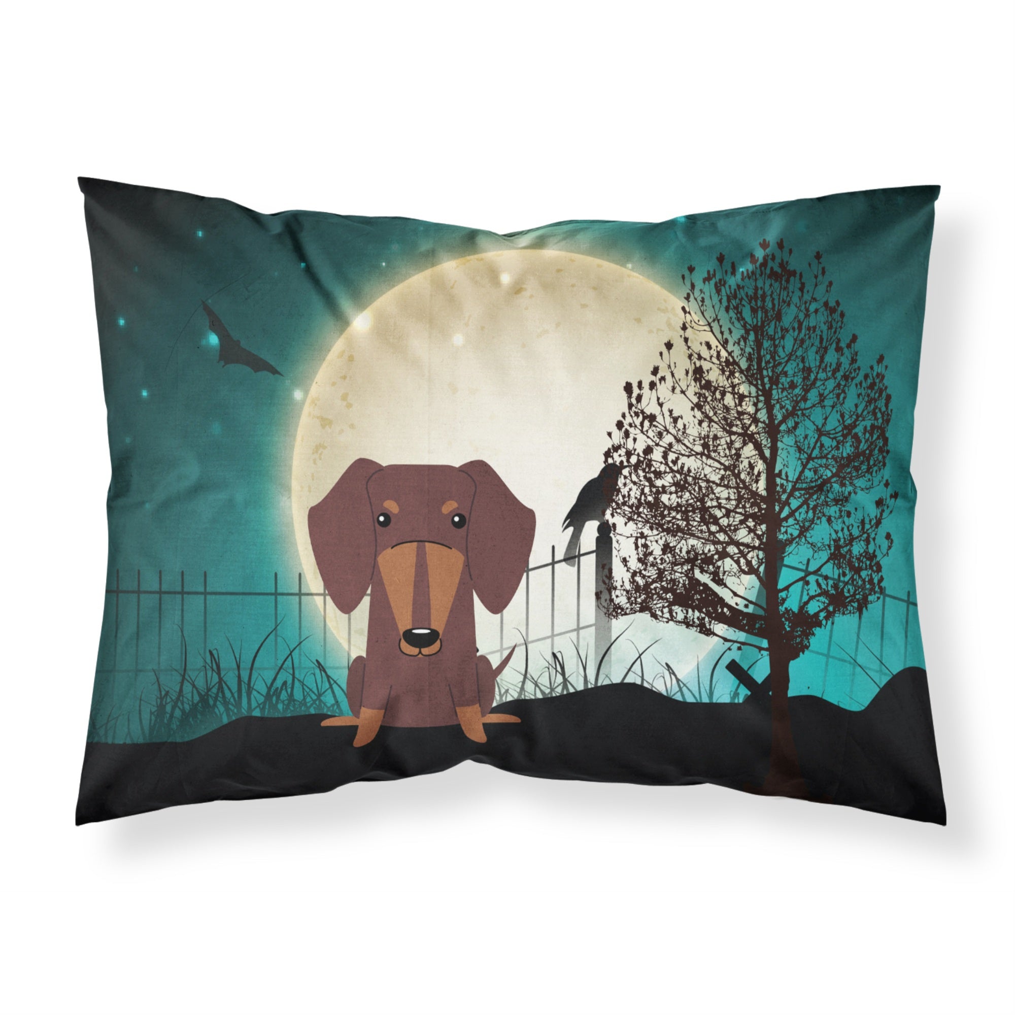 'Caroline'S Treasures Halloween Scary Dachshund Chocolate Fabric Standard Pillowcase Bb2321Pillowcase, Multicolor'