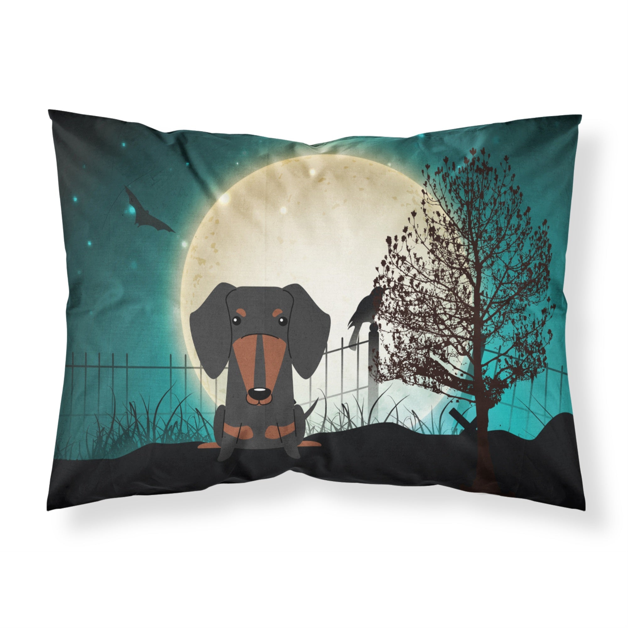 'Caroline'S Treasures Halloween Scary Dachshund Black Tan Fabric Standard Pillowcase Bb2322Pillowcase, Multicolor'