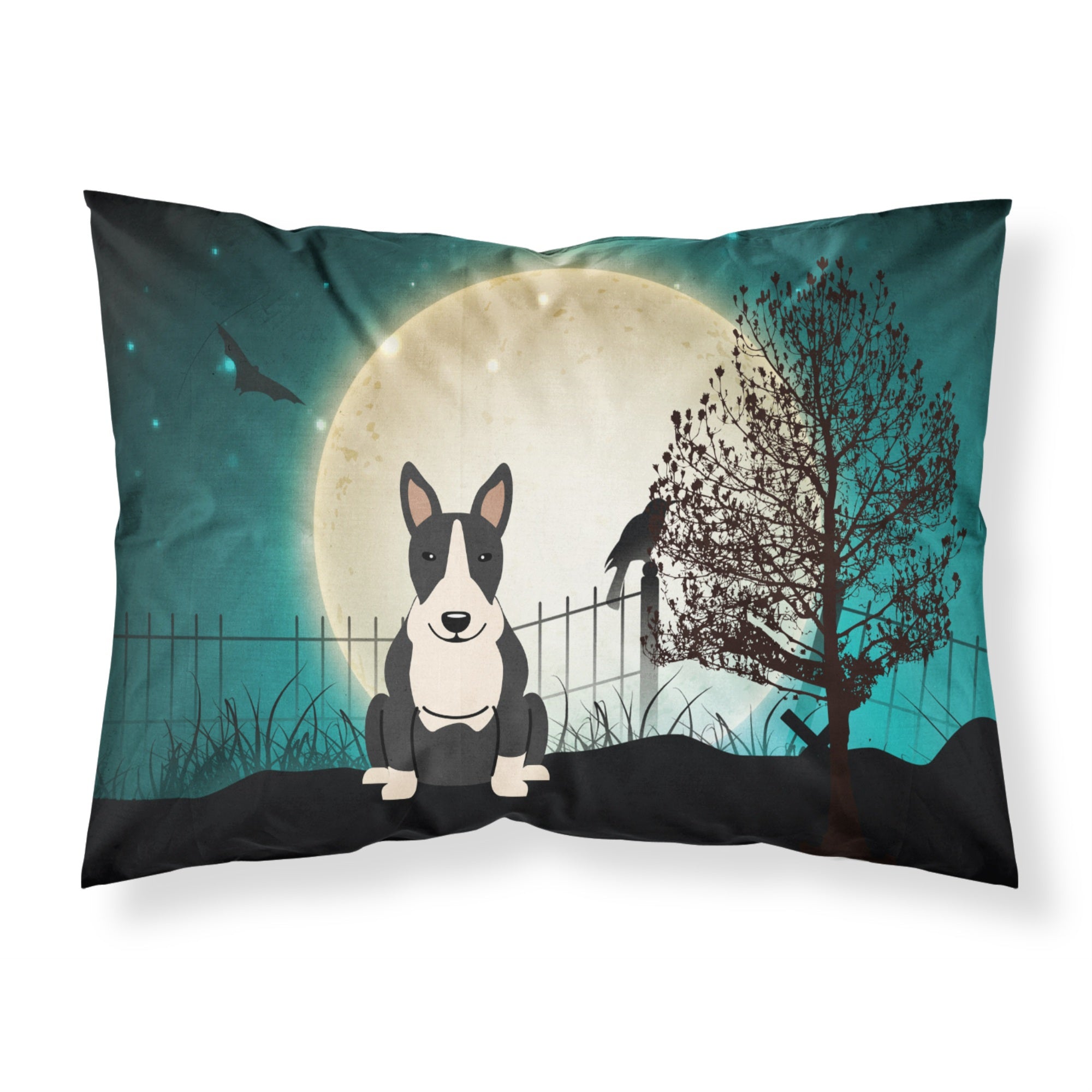 Caroline'S Treasures Halloween Scary Bull Terrier Black White Fabric Standard Pillowcase Bb2323Pillowcase
