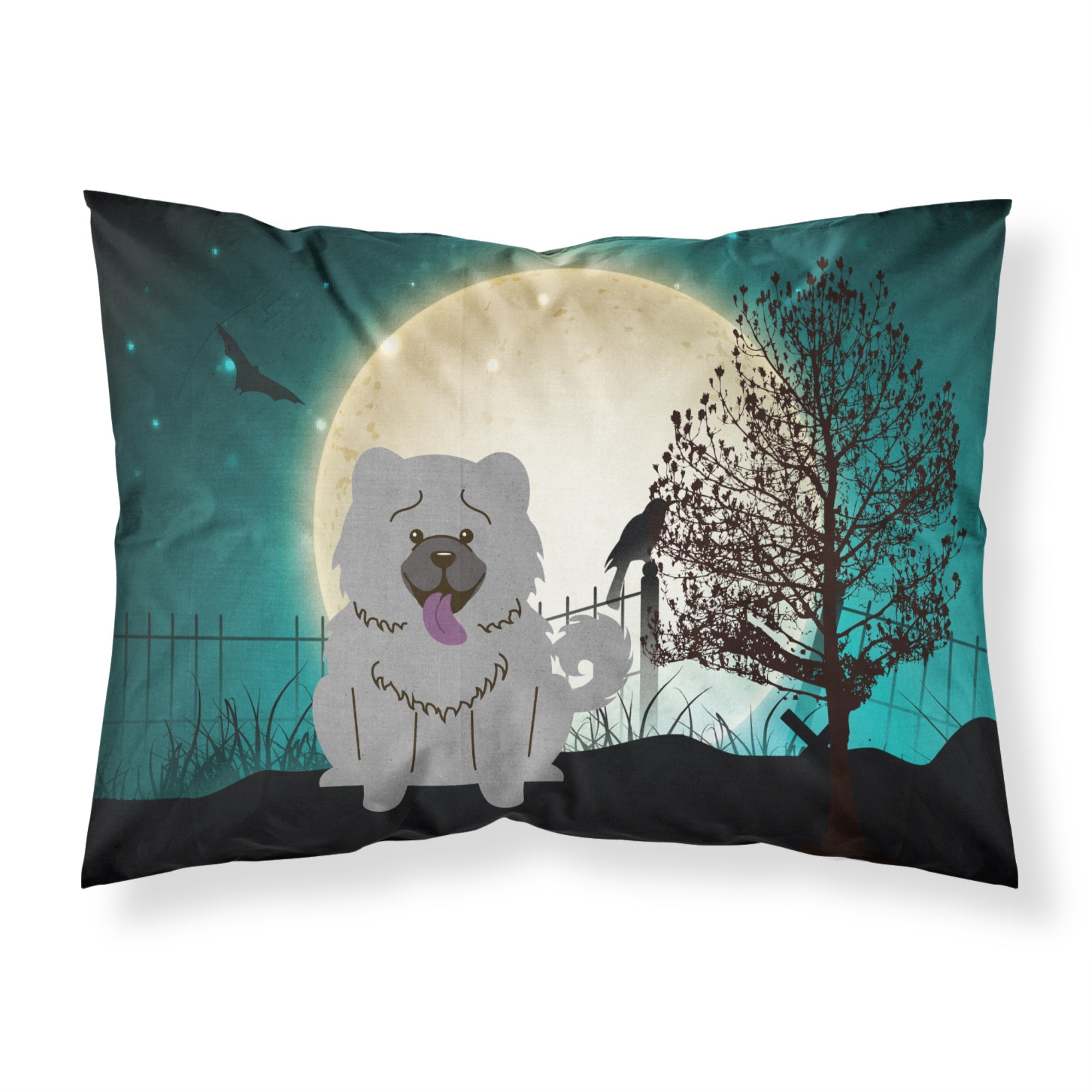 'Caroline'S Treasures Halloween Scary Chow Blue Fabric Standard Pillowcase Bb2329Pillowcase, Multicolor'