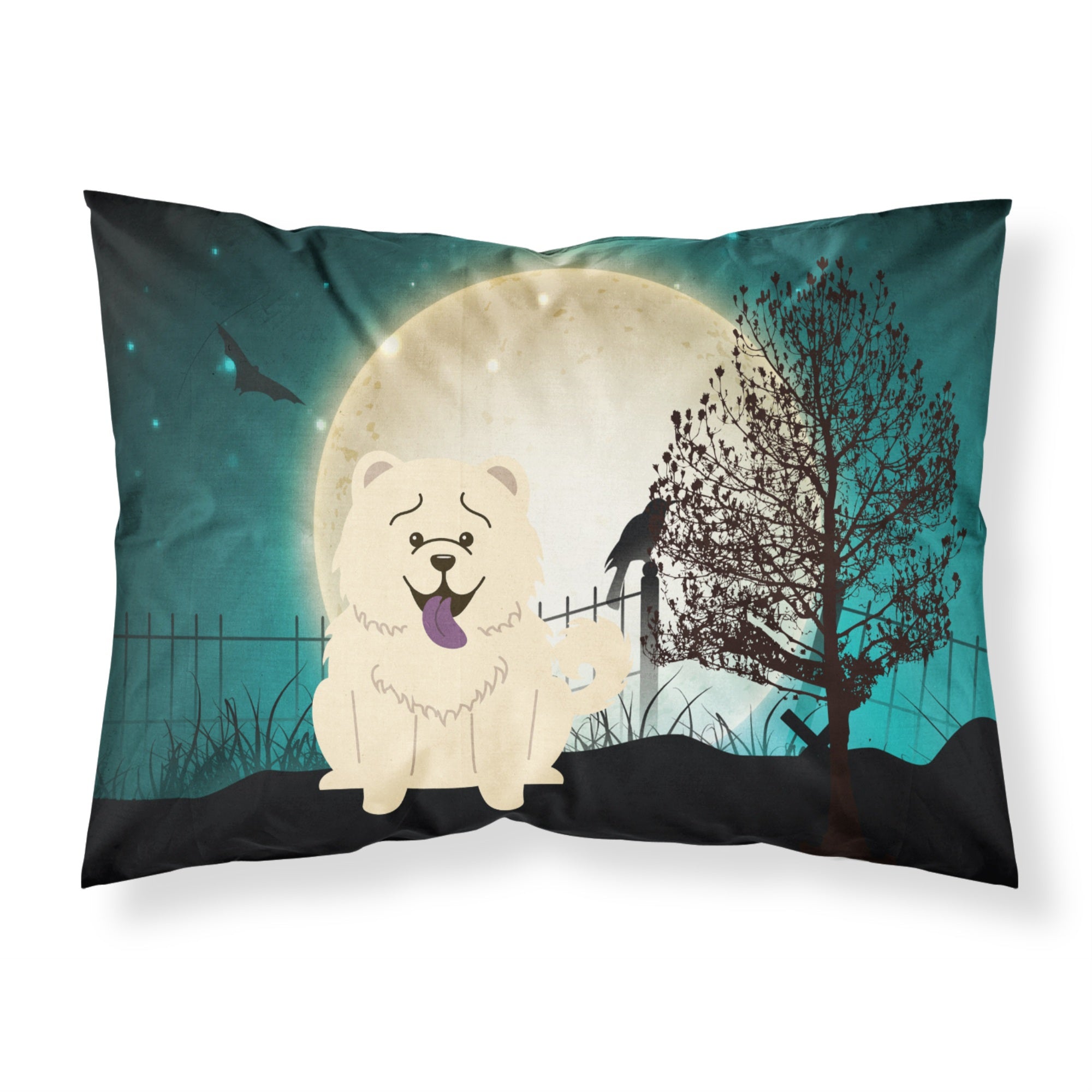 'Caroline'S Treasures Halloween Scary Chow White Fabric Standard Pillowcase Bb2330Pillowcase, Multicolor'