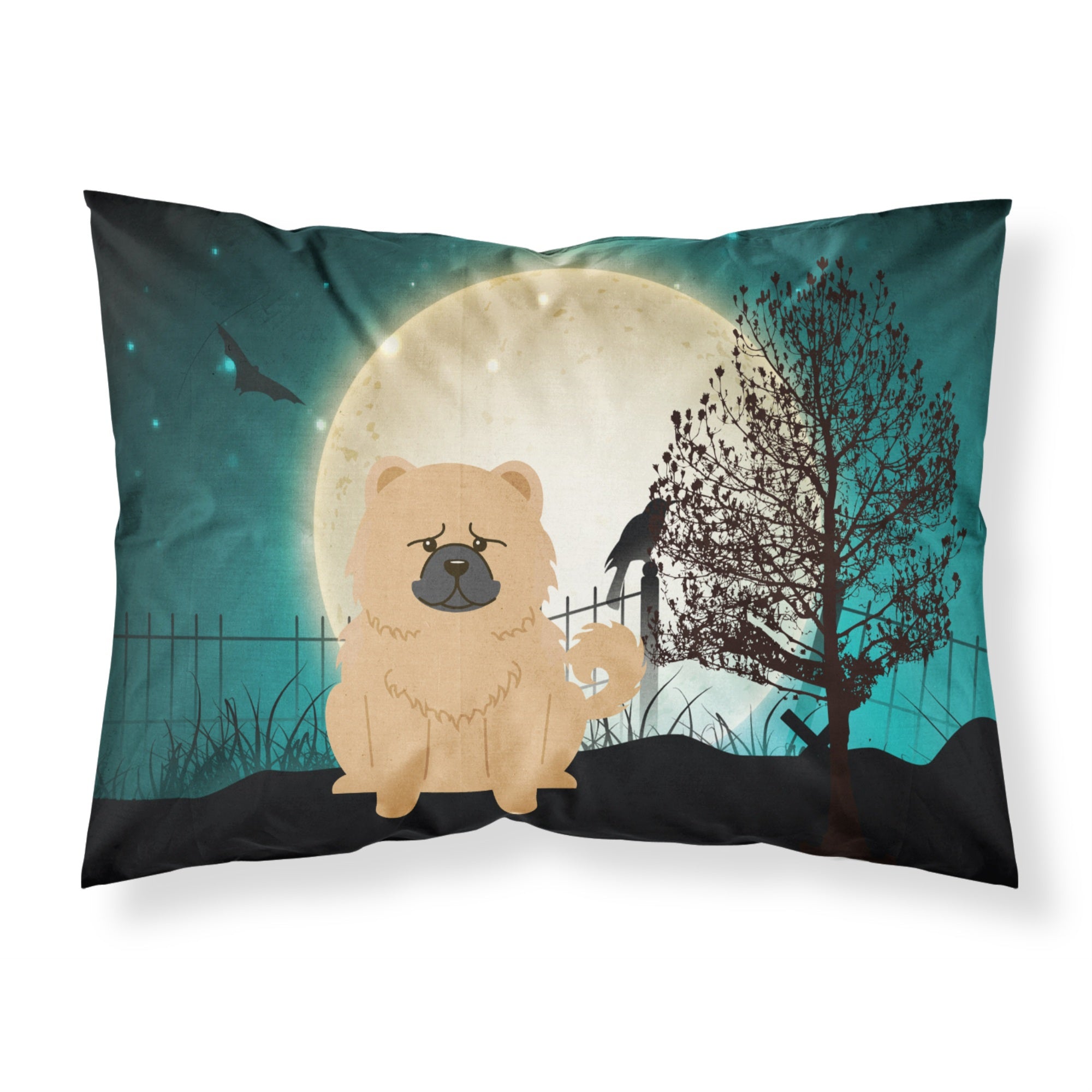 'Caroline'S Treasures Halloween Scary Chow Cream Fabric Standard Pillowcase Bb2334Pillowcase, Multicolor'