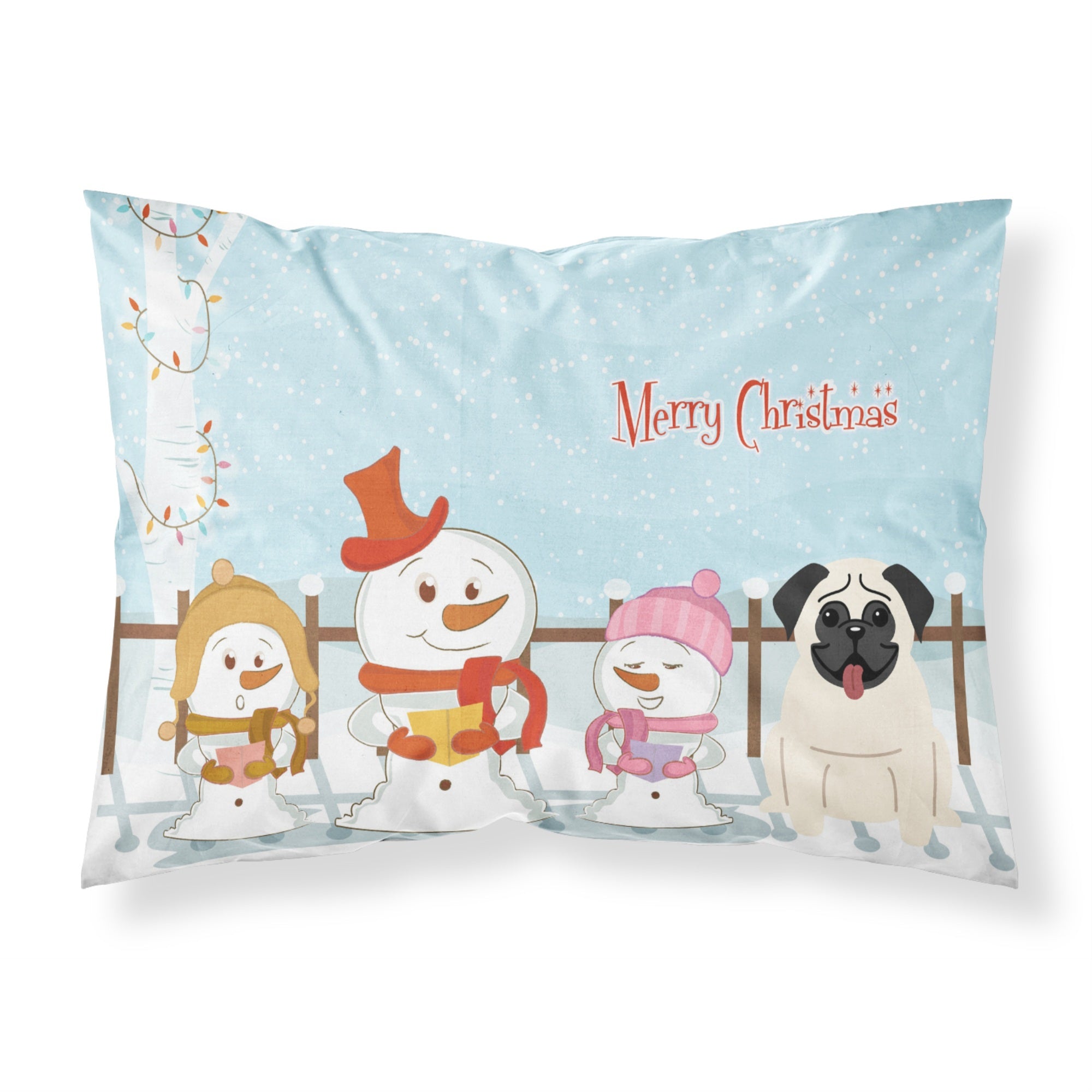 'Caroline'S Treasures Merry Christmas Carolers Pug Cream Fabric Standard Pillowcase Bb2335Pillowcase, Multicolor'
