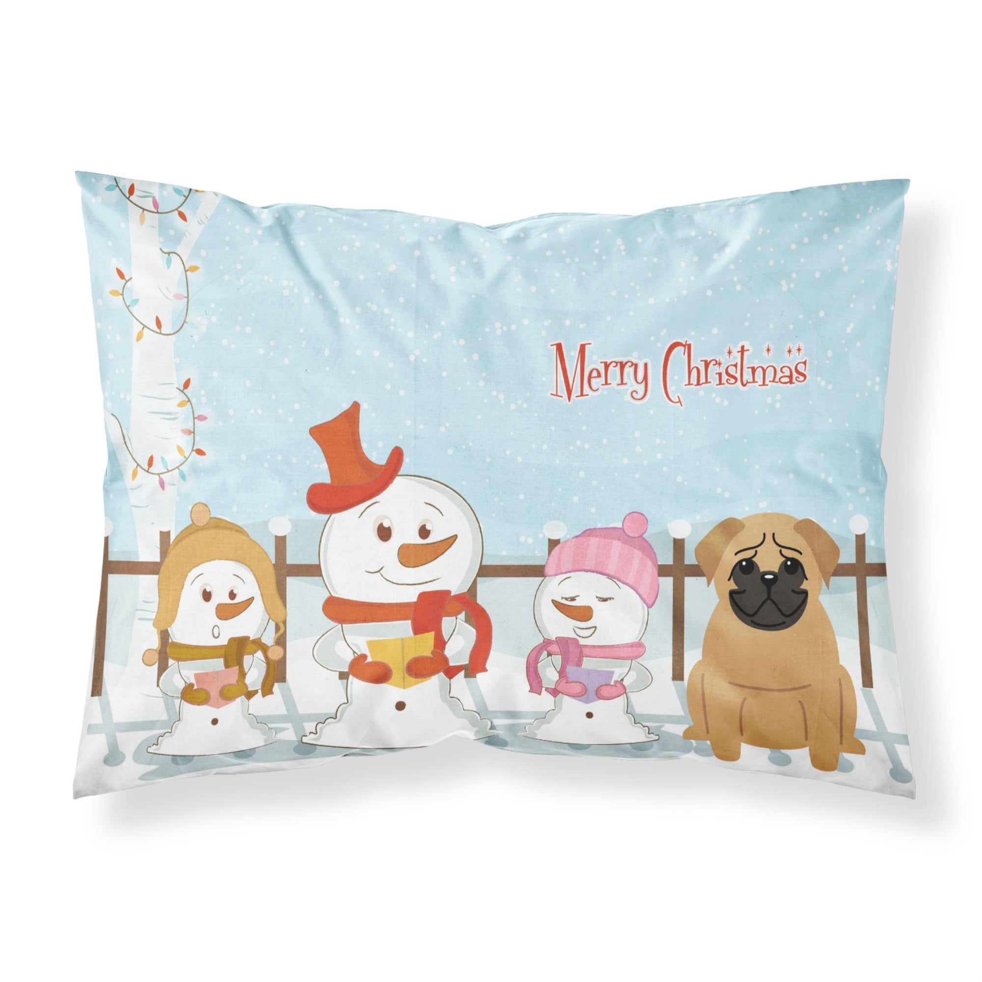 'Caroline'S Treasures Merry Christmas Carolers Pug Brown Fabric Standard Pillowcase Bb2338Pillowcase, Multicolor'