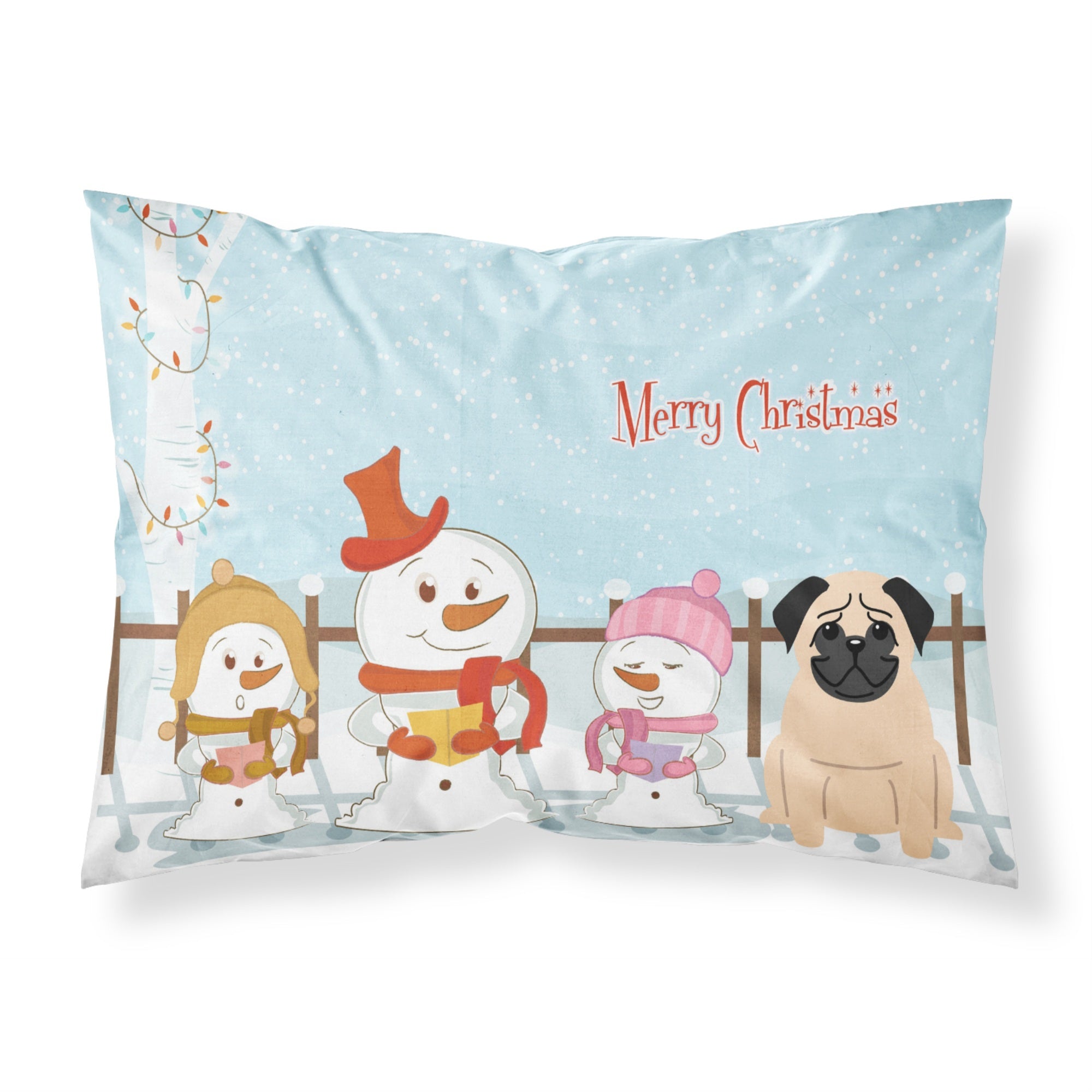 'Caroline'S Treasures Merry Christmas Carolers Pug Fawn Fabric Standard Pillowcase Bb2339Pillowcase, Multicolor'