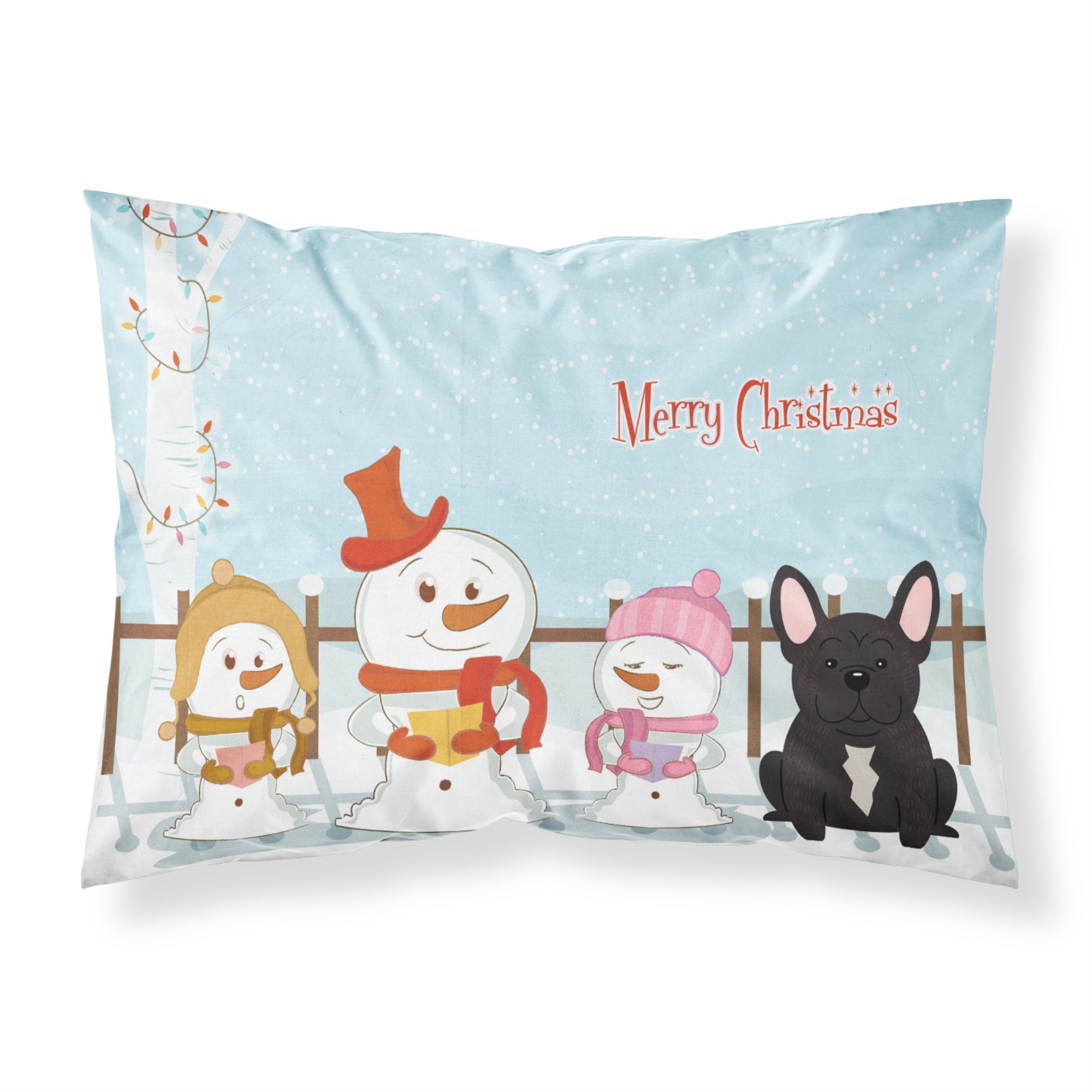 Caroline'S Treasures Christmas Carolers Merry French Bulldog Brindle Fabric Standard Pillowcase Bb2340Pillowcase