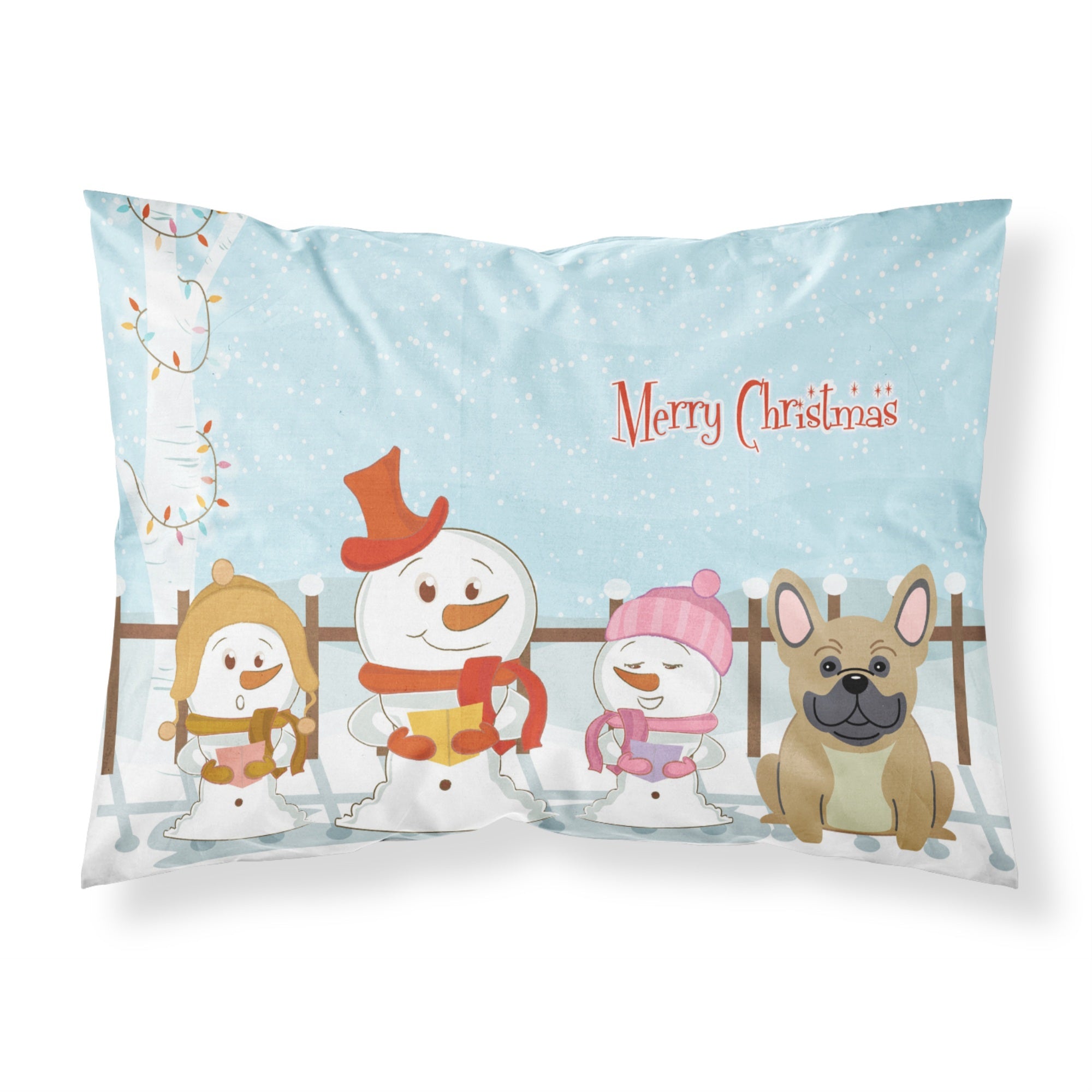 'Caroline'S Treasures Merry Christmas Carolers French Bulldog Cream Fabric Standard Pillowcase Bb2341Pillowcase, Multicolor'
