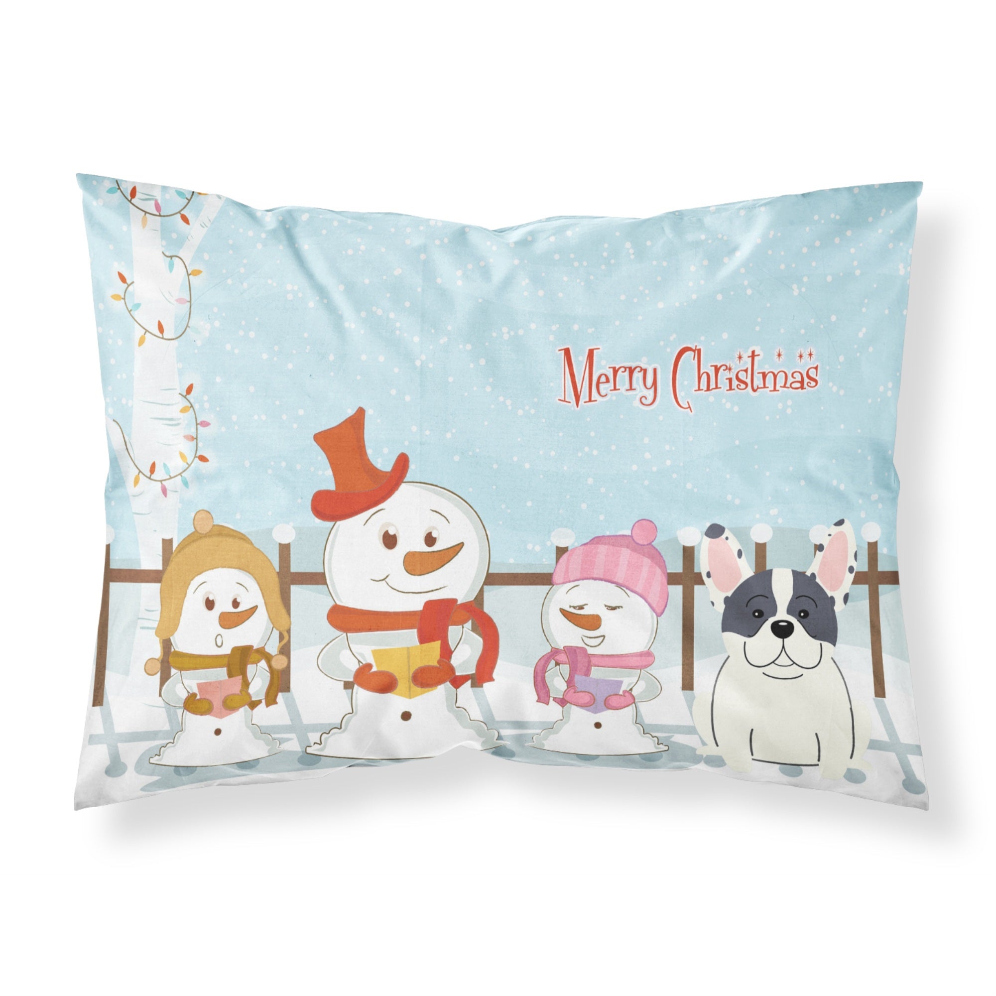'Caroline'S Treasures Merry Christmas Carolers French Bulldog Piebald Fabric Standard Pillowcase Bb2342Pillowcase, Multicolor'