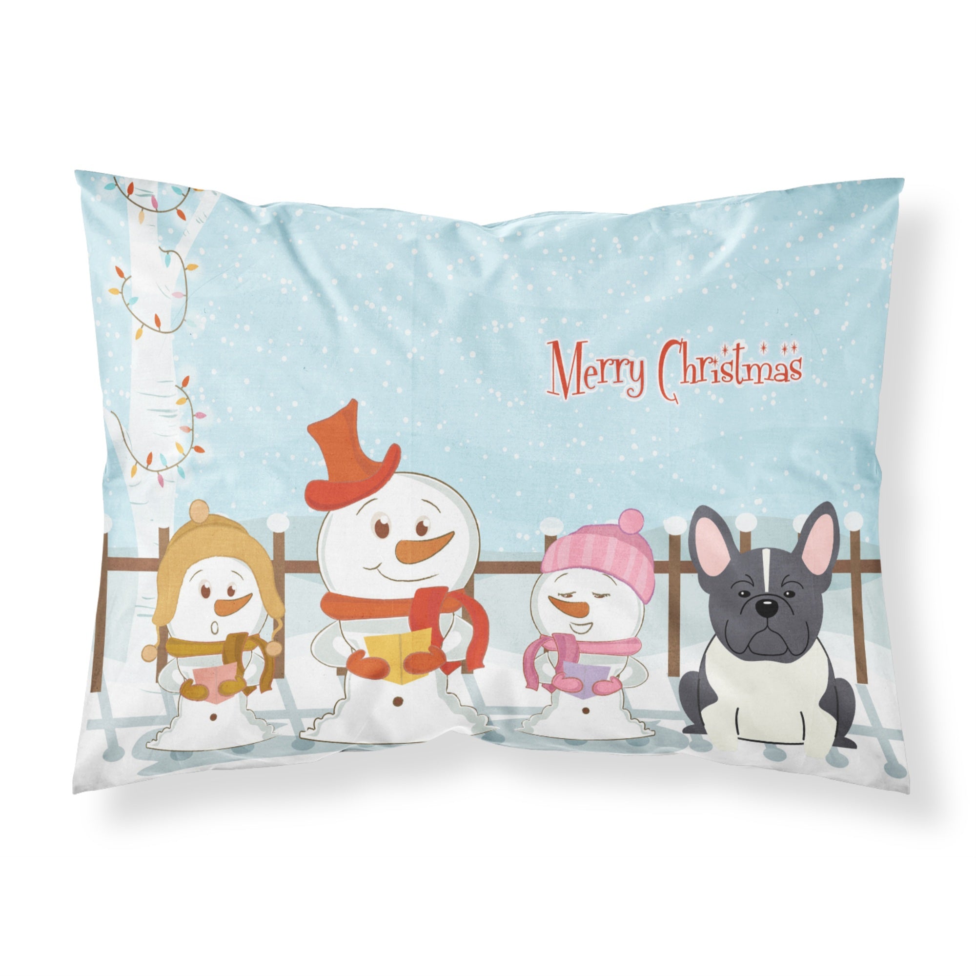 Caroline'S Treasures Christmas Carolers Merry French Bulldog Black White Fabric Standard Pillowcase Bb2343Pillowcase